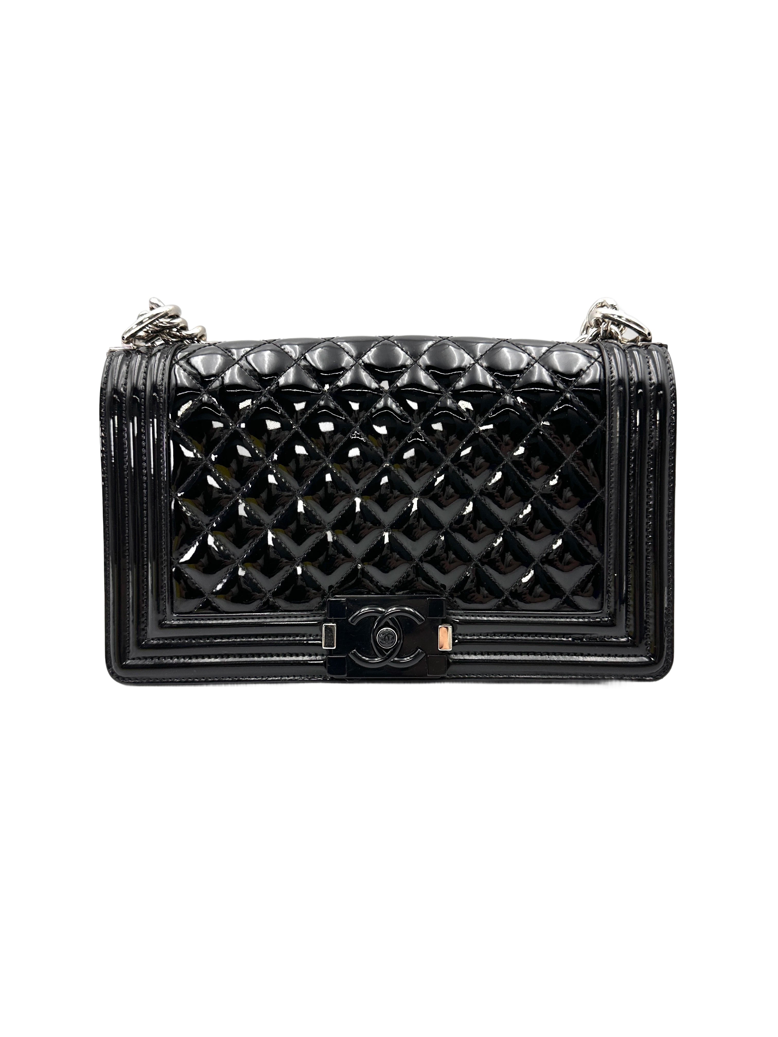 Chanel LeBoy Black Quilted Patent Leather Shoulder Bag(20***65) CC2109