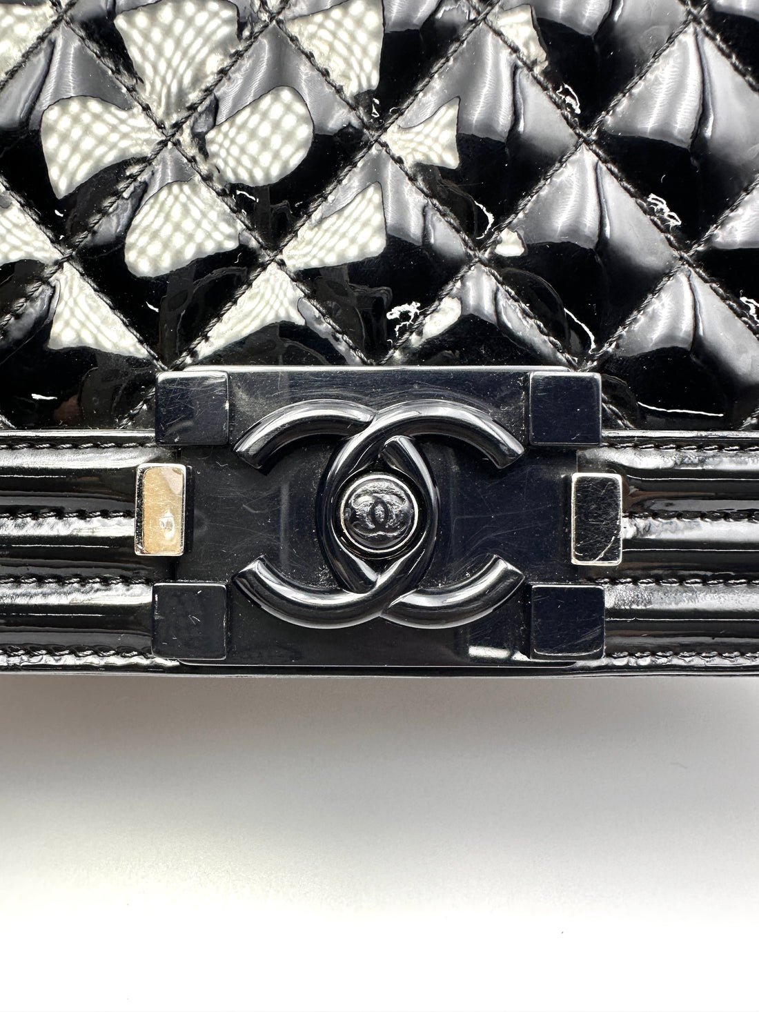 Chanel LeBoy Black Quilted Patent Leather Shoulder Bag(20***65) CC2109