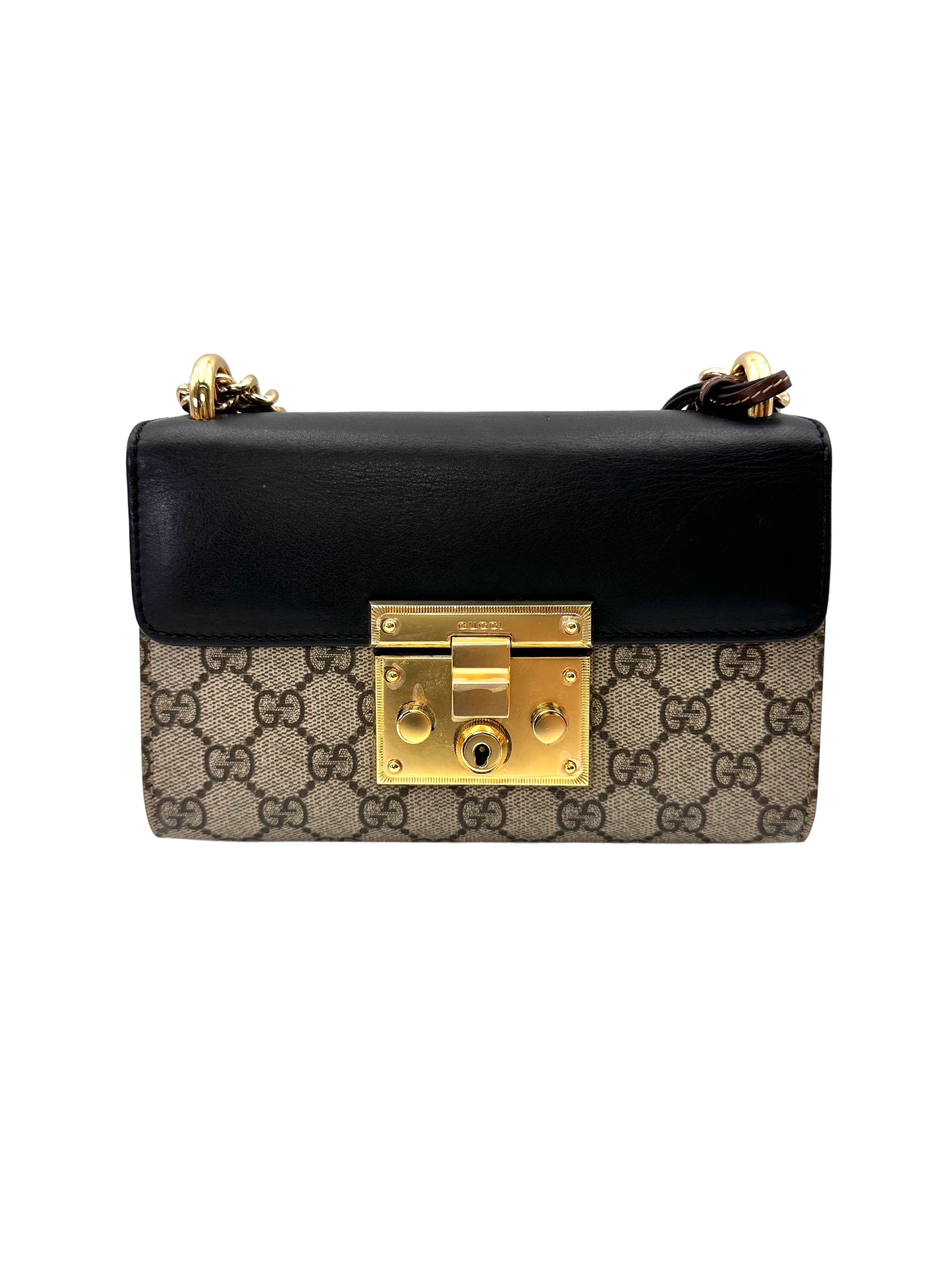 Gucci Padlock GG Canvas & Black Leather Shoulder Bag GG1225