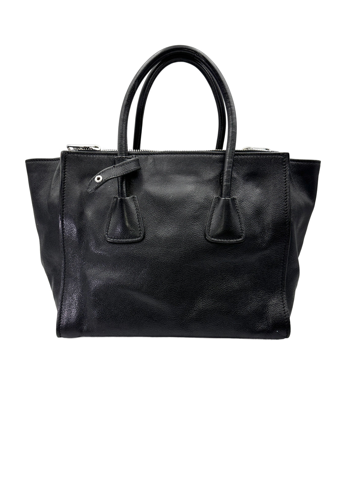 Prada Glace Calf Black Leather Handle Bag PR443