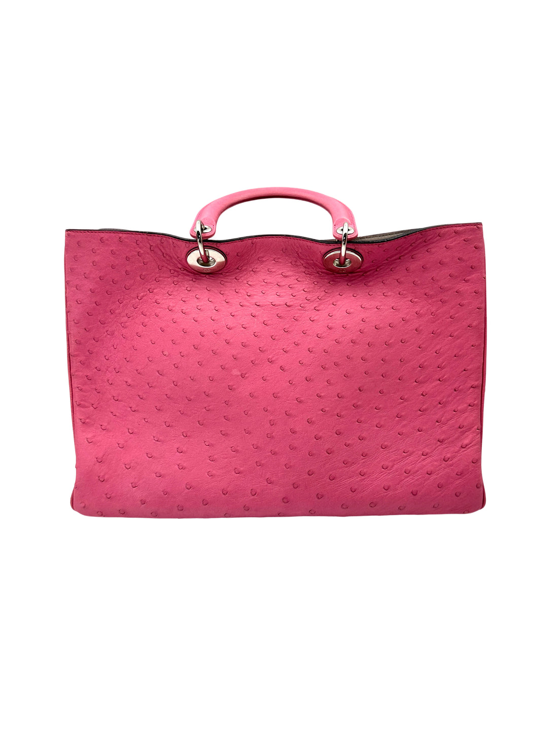 Christian Dior Diorissimo Pink Ostrich Leather Medium Size Top Handle Bag DR776
