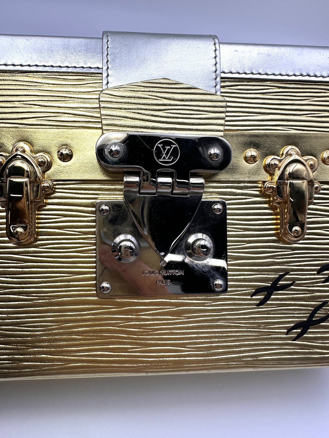 Louis Vuitton Petite Malle Gold/Silver Shoulder Bag LV2950