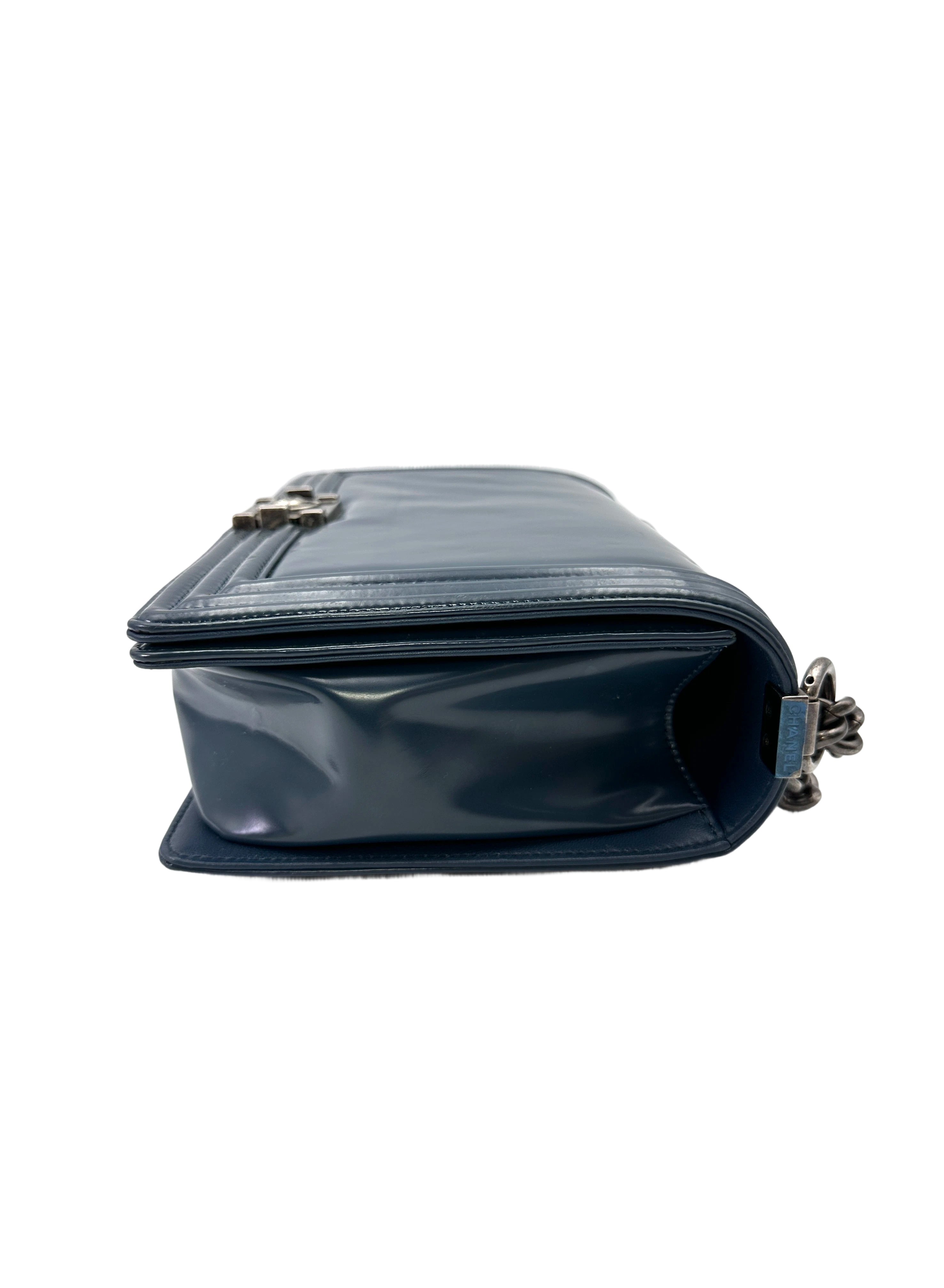Chanel LeBoy Blue Smooth Leather Flap Bag With Silver Buckle(21***60) CC2110