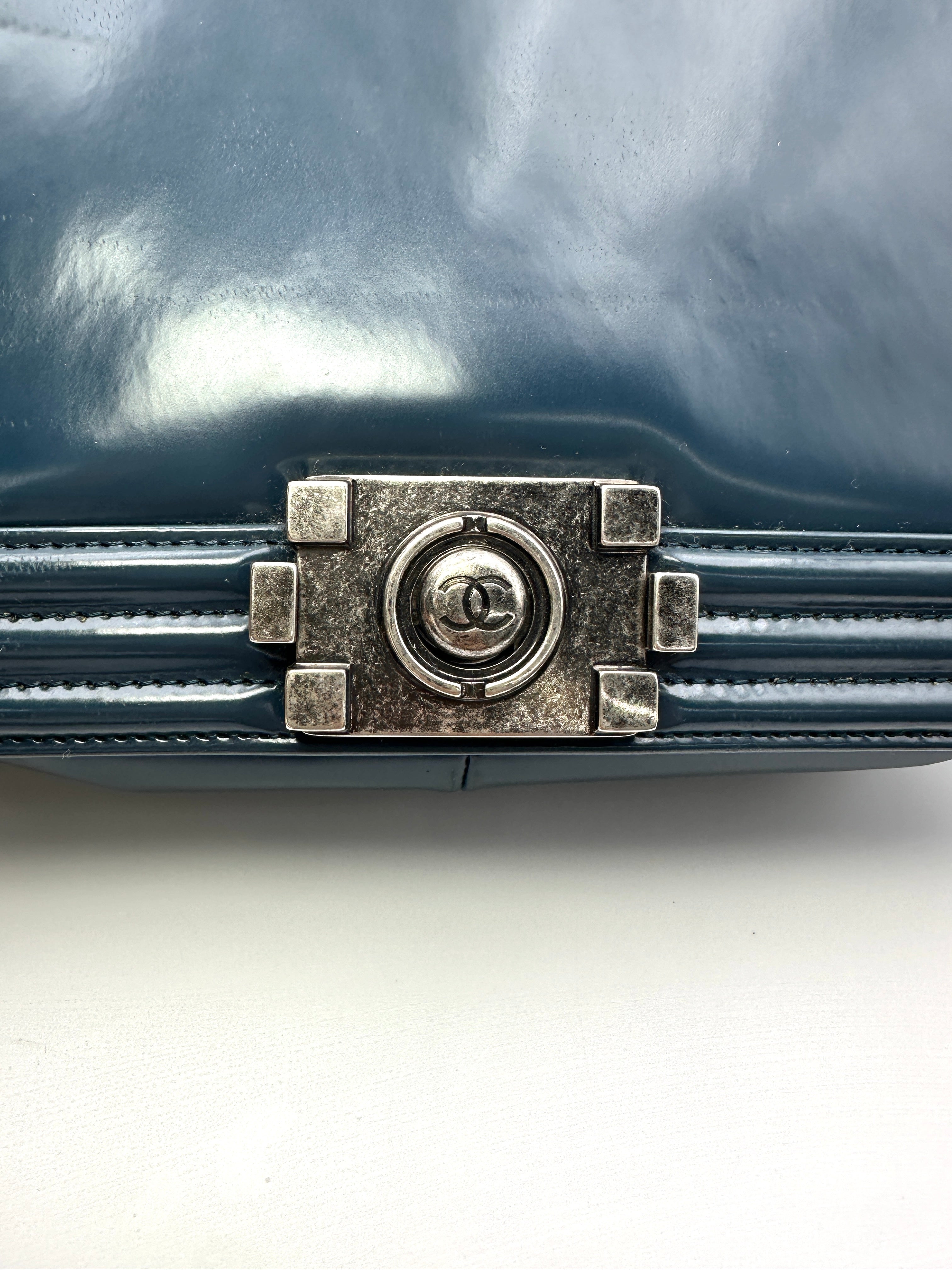 Chanel LeBoy Blue Smooth Leather Flap Bag With Silver Buckle(21***60) CC2110