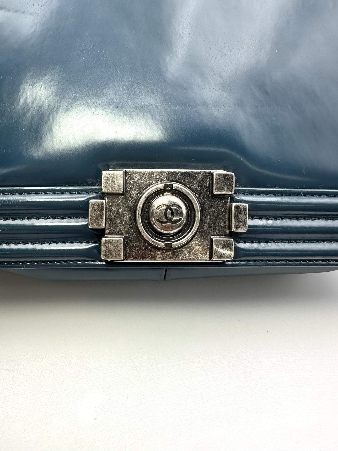 Chanel LeBoy Blue Smooth Leather Flap Bag With Silver Buckle(21***60) CC2110