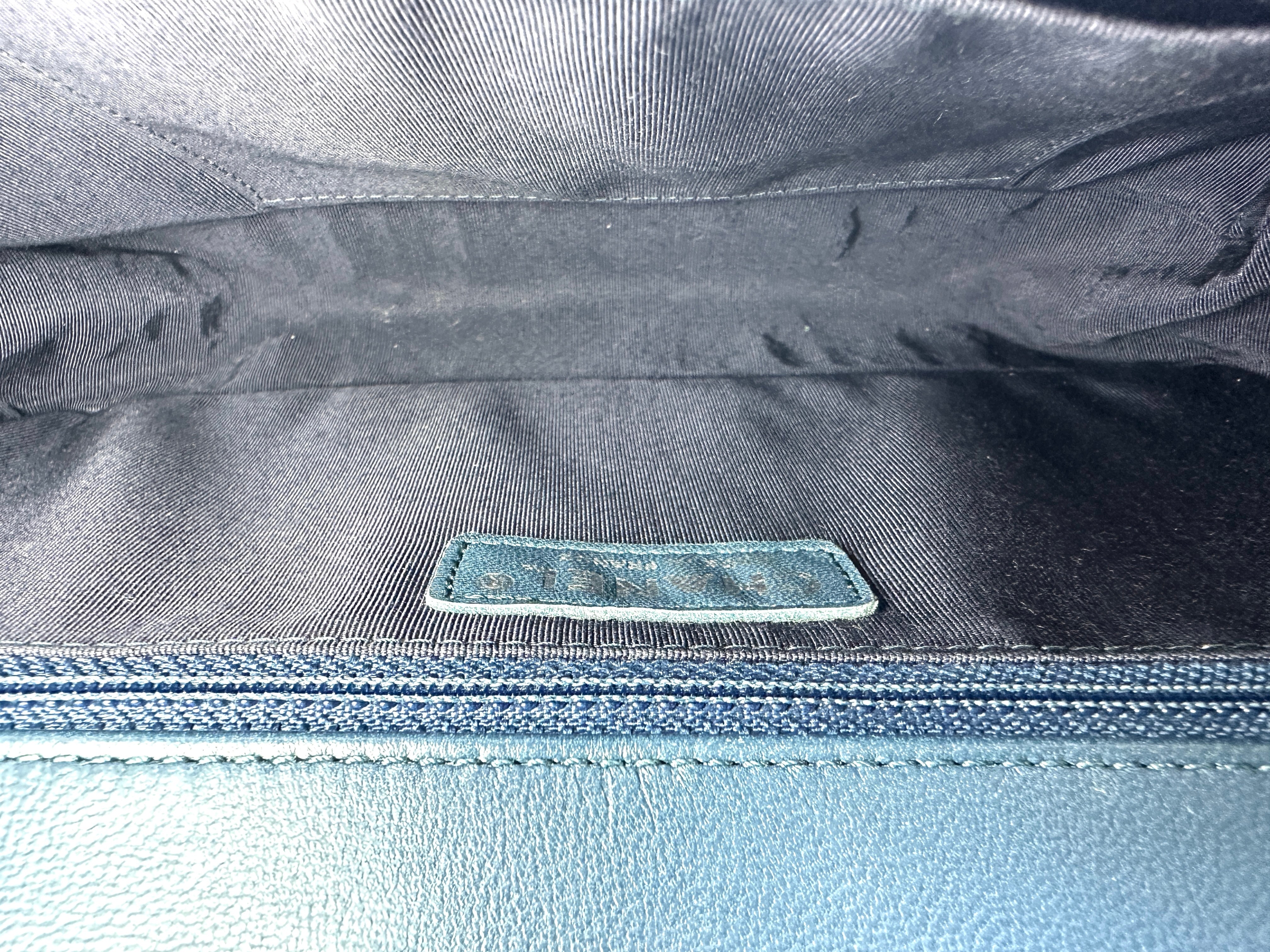 Chanel LeBoy Blue Smooth Leather Flap Bag With Silver Buckle(21***60) CC2110