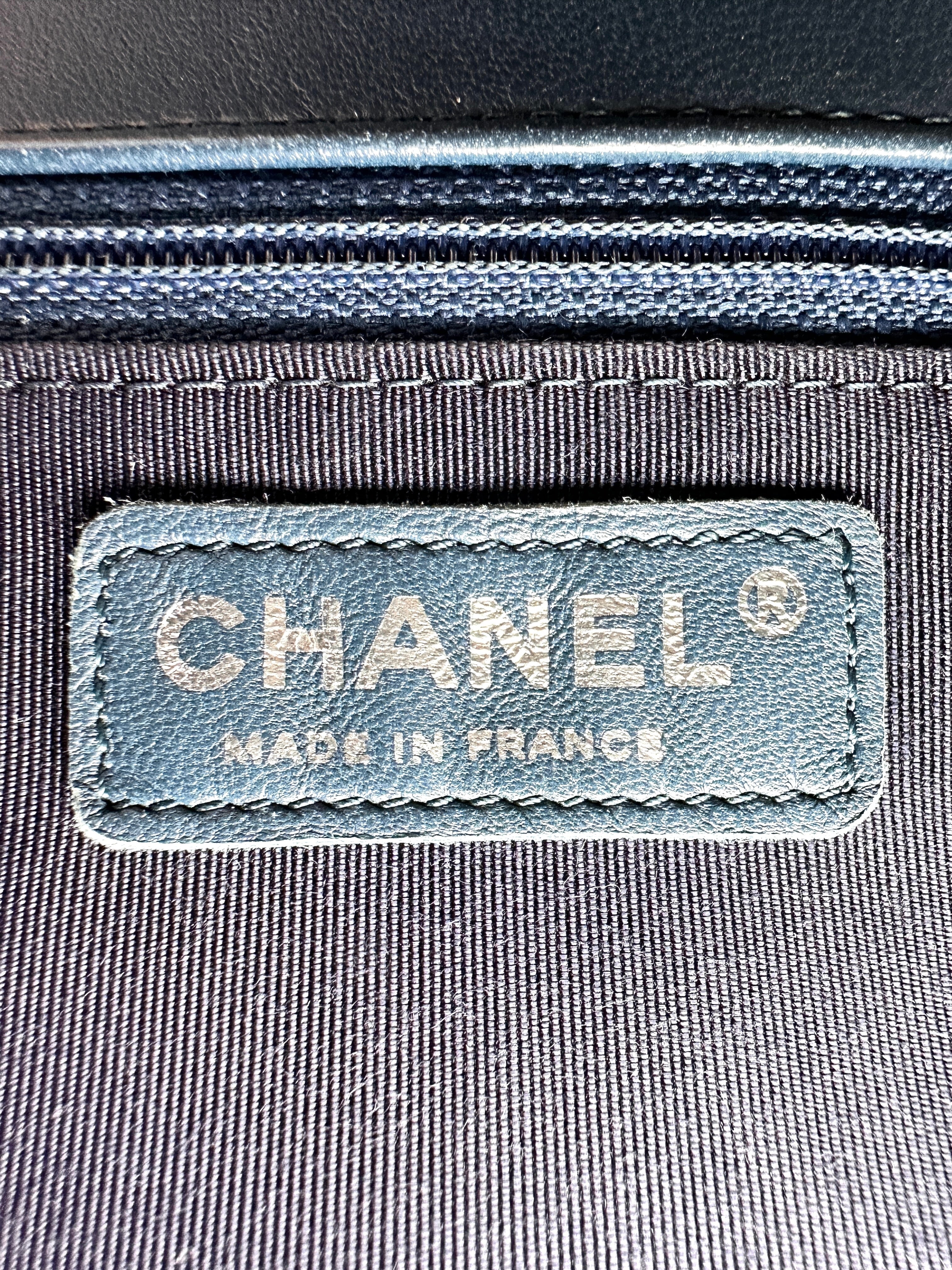 Chanel LeBoy Blue Smooth Leather Flap Bag With Silver Buckle(21***60) CC2110