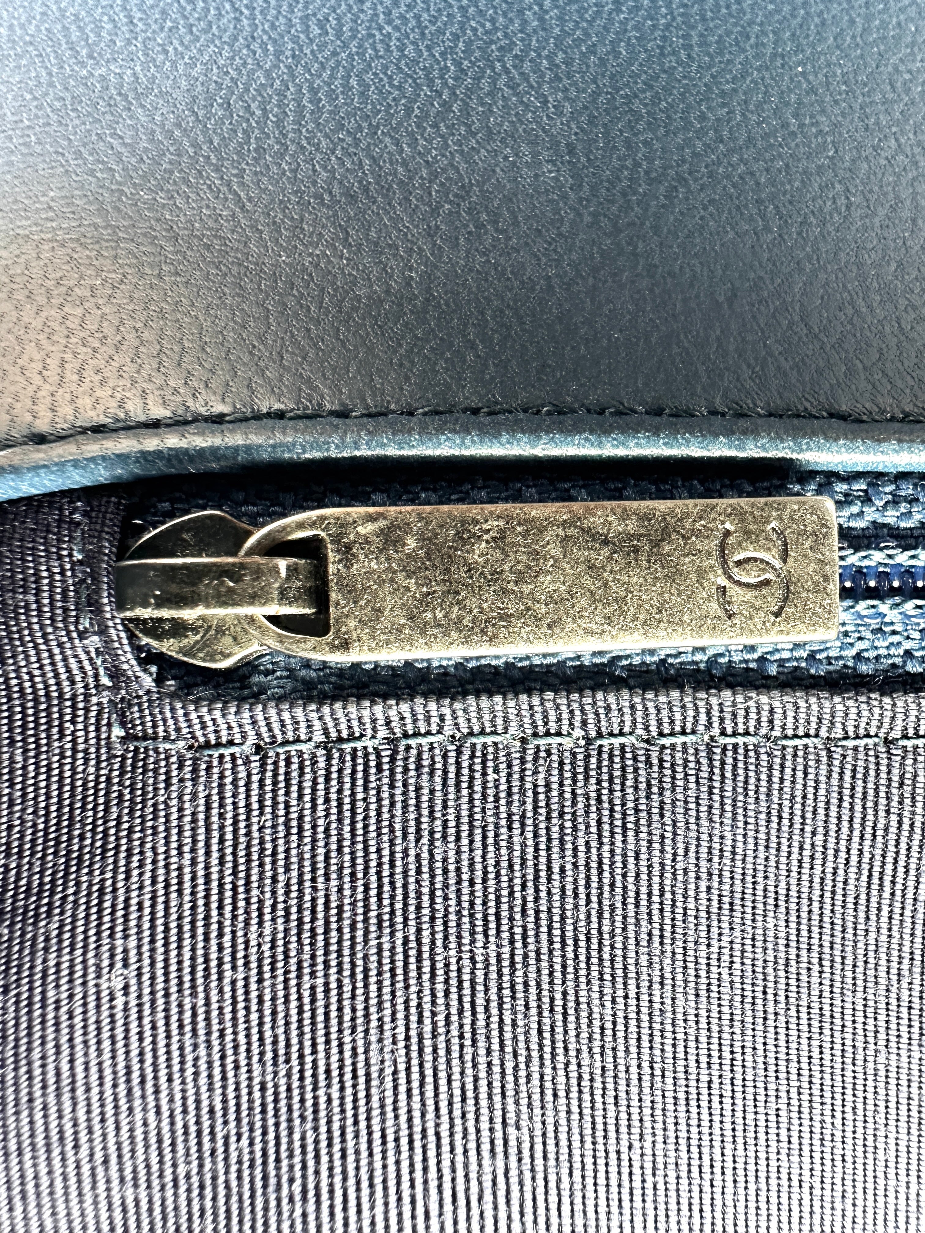 Chanel LeBoy Blue Smooth Leather Flap Bag With Silver Buckle(21***60) CC2110
