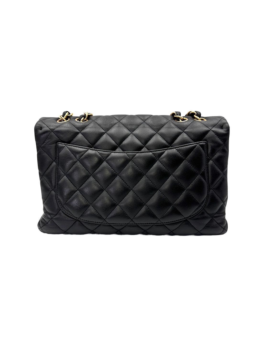 Chanel Classic Flap Black Quilted Lambskin Jumbo Shoulder Bag With Gold Buckle(14***22) CC2111