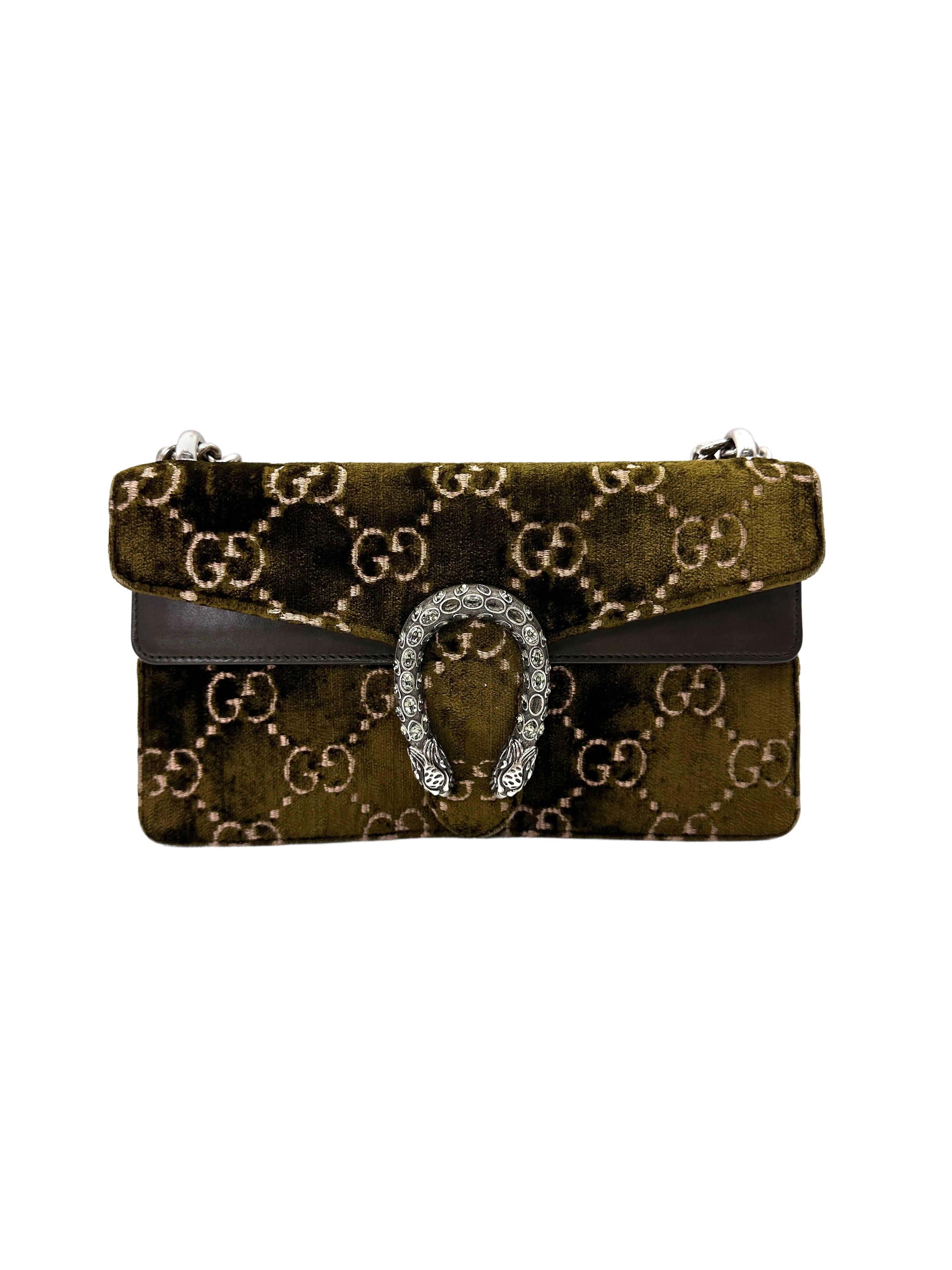 Gucci Dionysus Green Velvet Medium Size Shoulder Bag GG1232