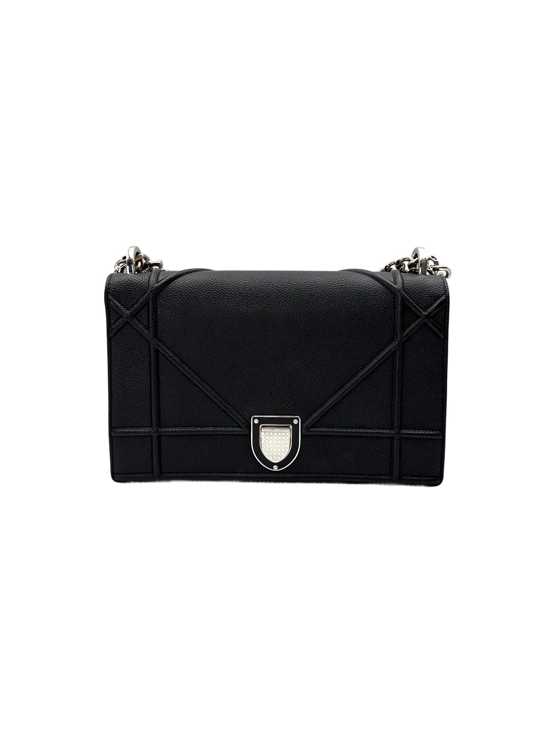 Christian Dior Diorama Black Leather Medium Size Shoulder Bag DR774