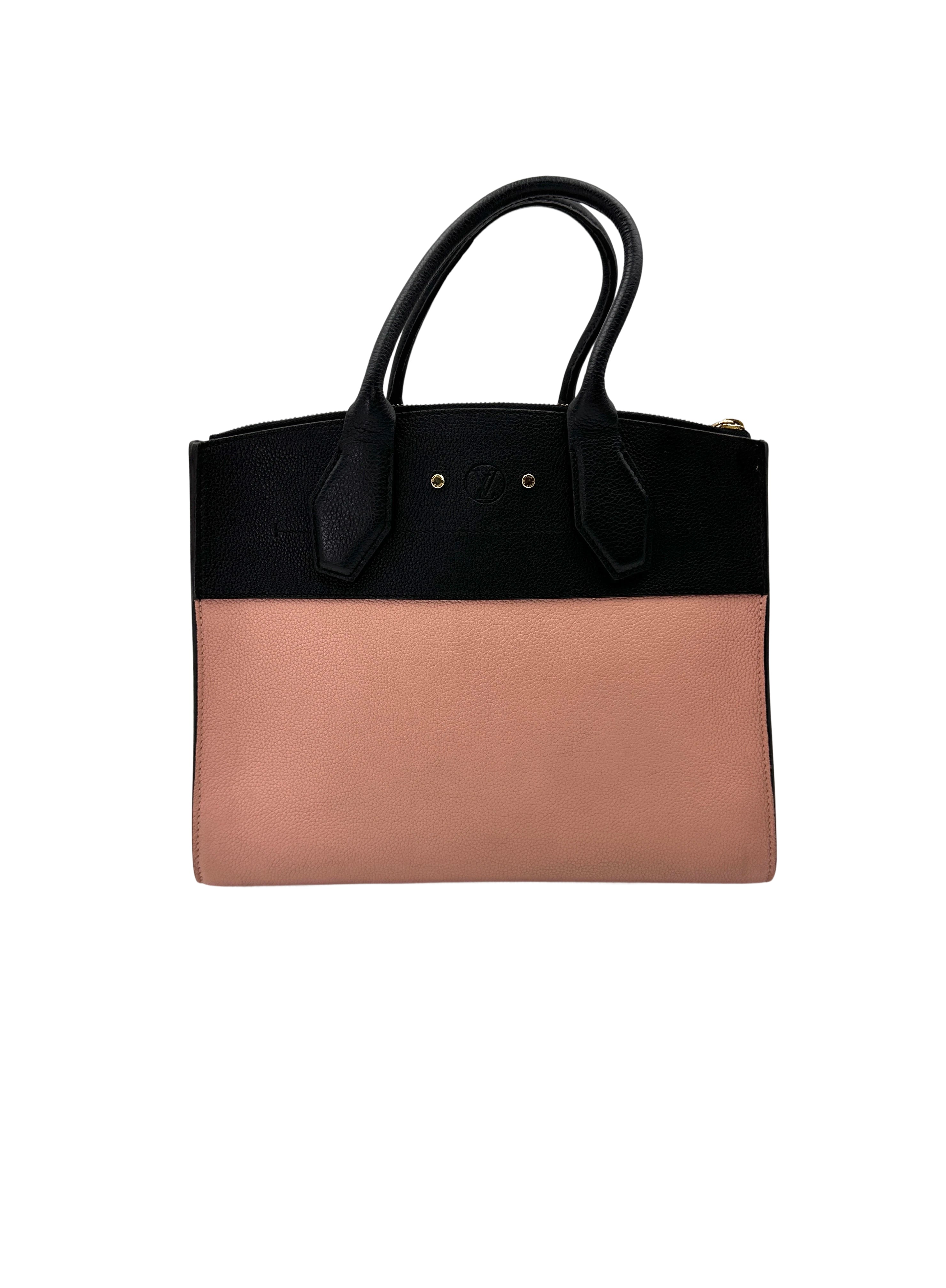 Louis Vuitton City Steamer Black/Pink Grained Leather Handle Bag LV2951