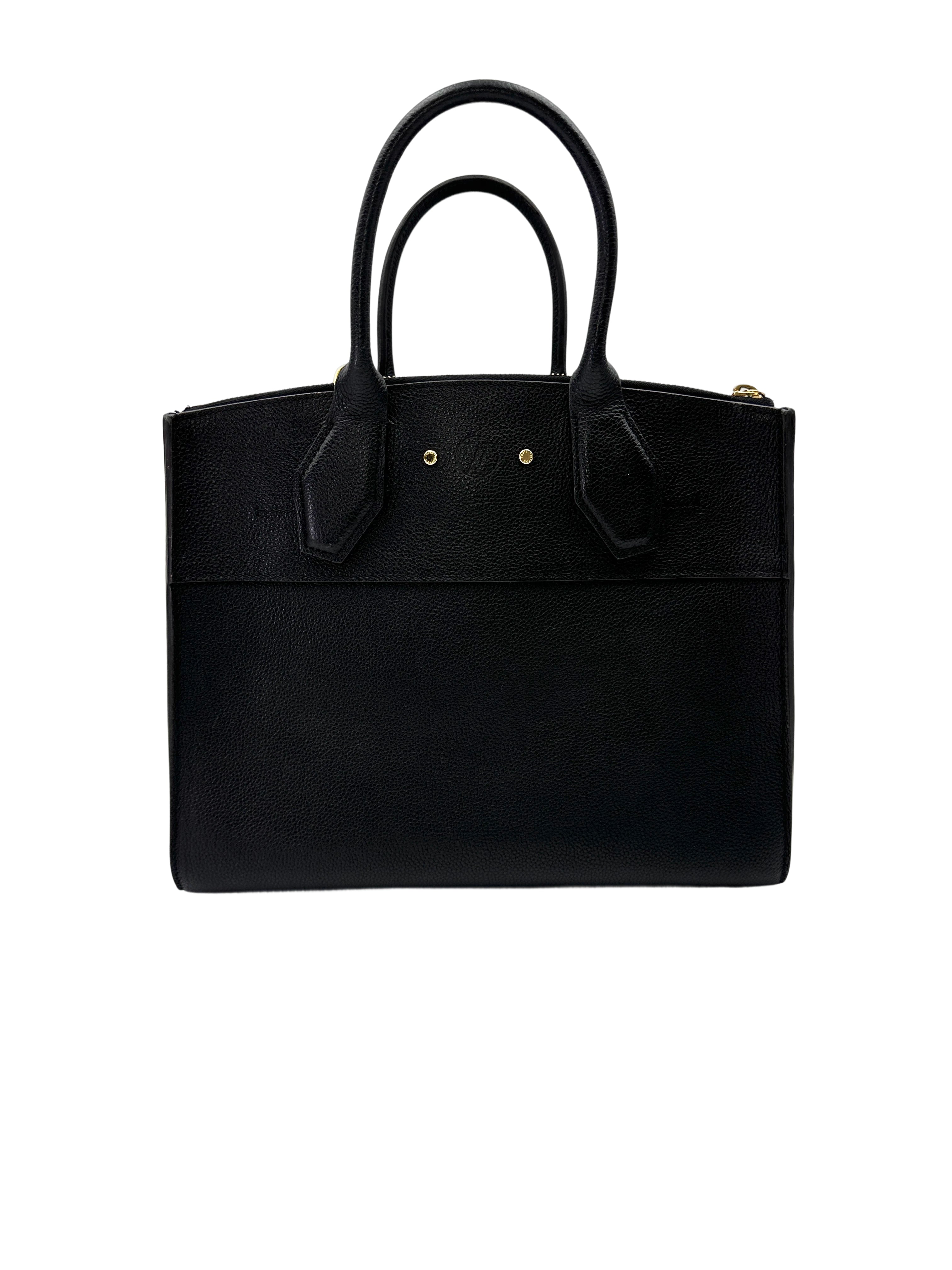 Louis Vuitton City Steamer Black Grained Leather Handle Bag LV2955