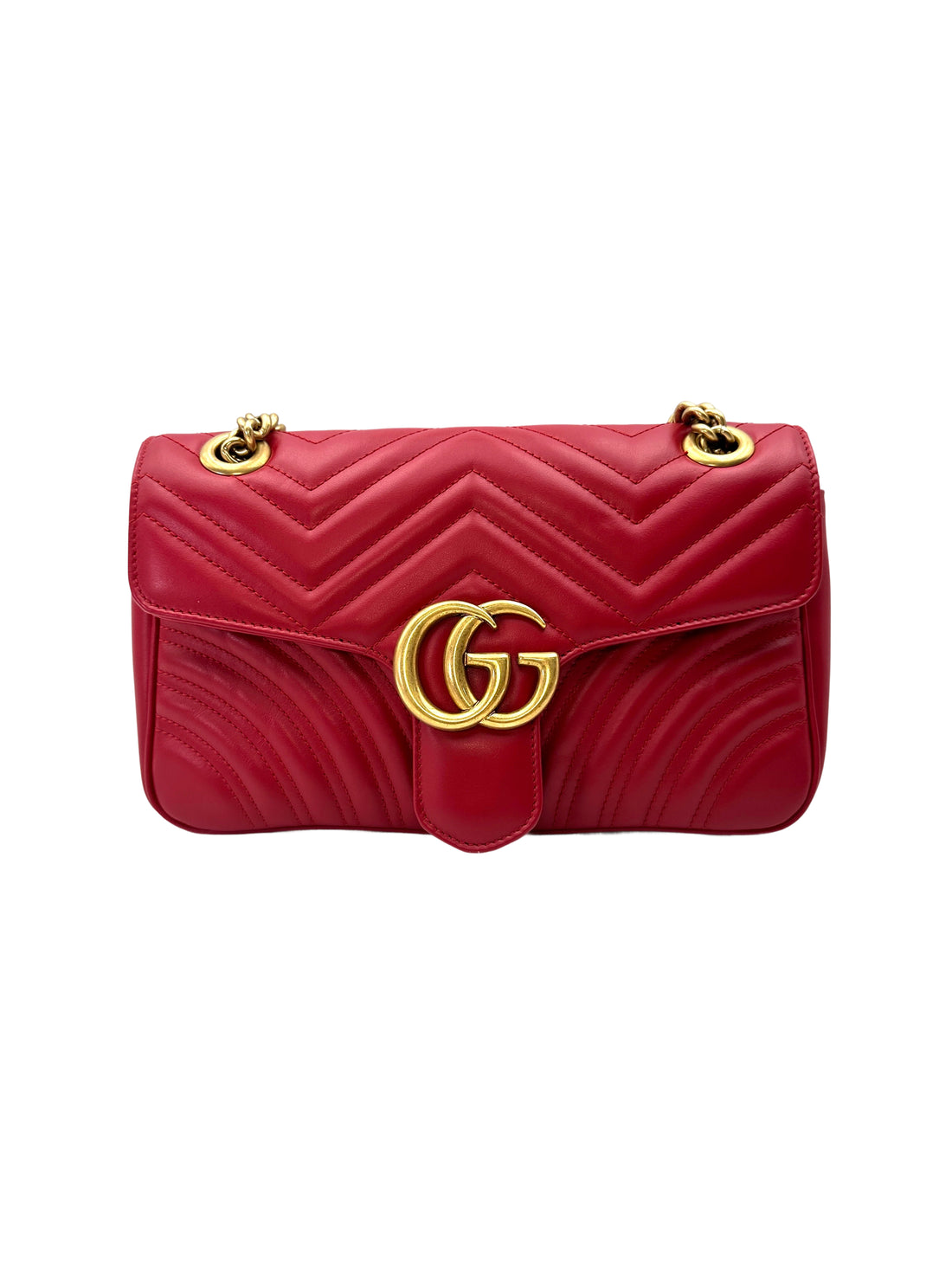 Gucci GG Marmont Red Matelasse Leather Medium Size Shoulder Bag GG1240