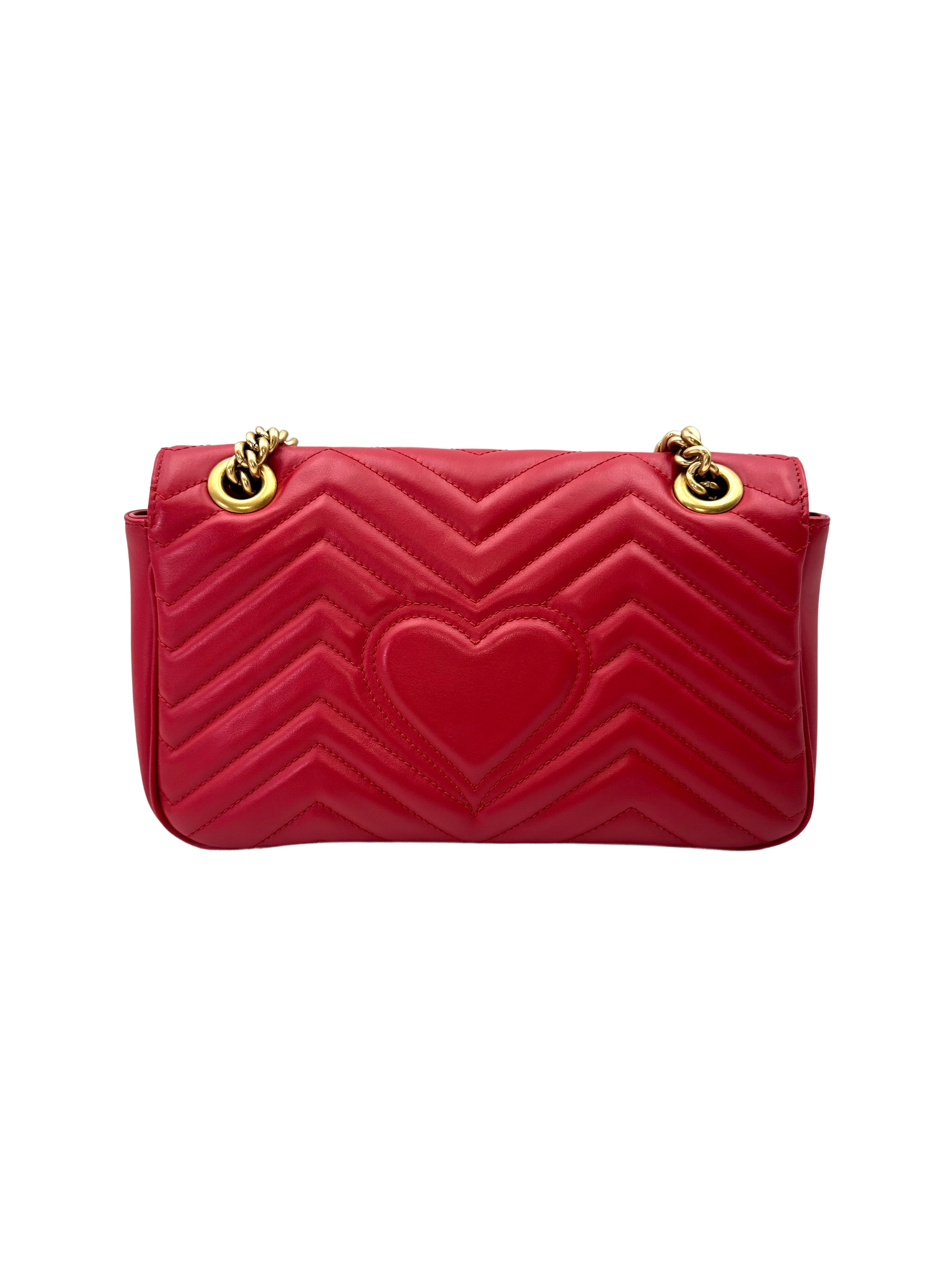 Gucci GG Marmont Red Matelasse Leather Medium Size Shoulder Bag GG1240