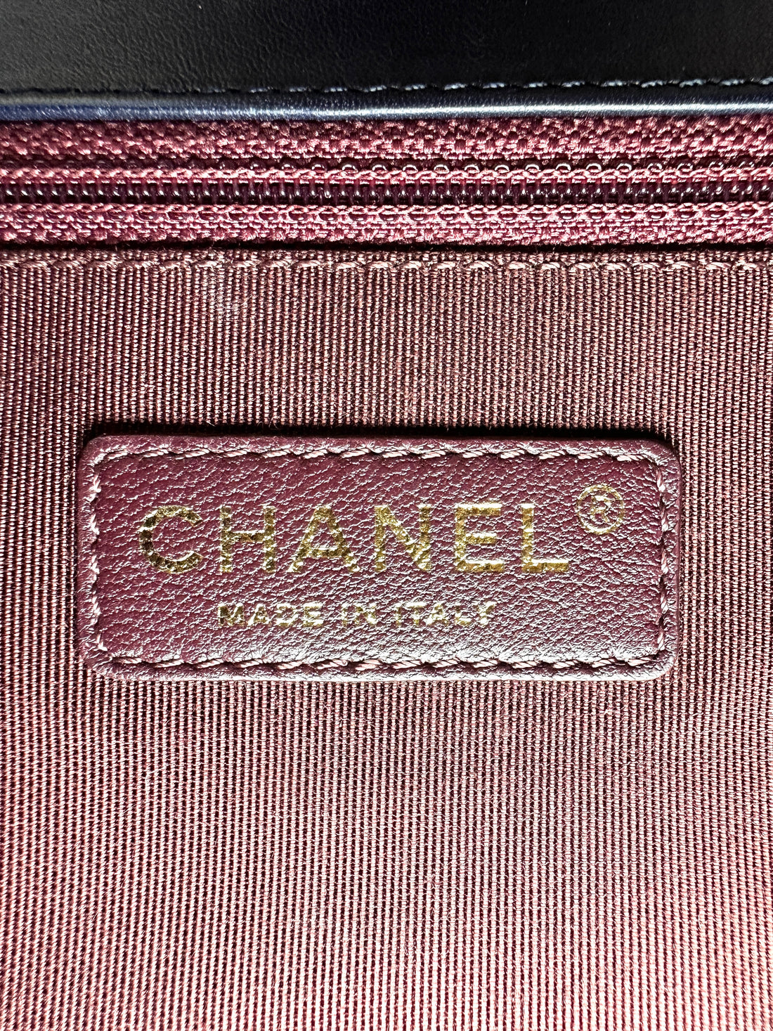 Chanel LeBoy Navy Chevron Quilted Calfskin Flap Bag With Gold Buckle(22***23) CC2114