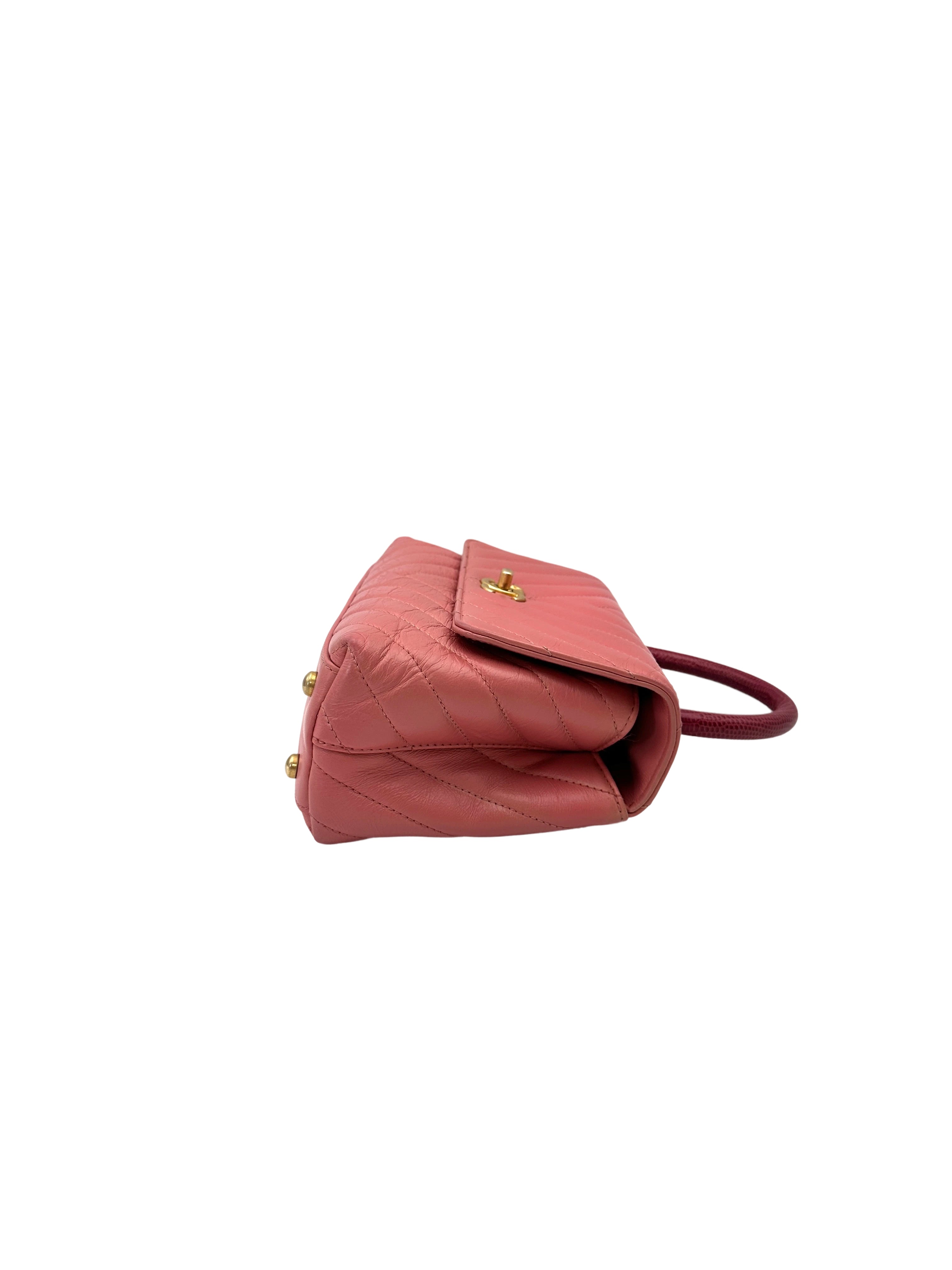 Chanel CoCo Handle Pink Chevron Quilted Leather Shoulder Bag(25***18) CC2113