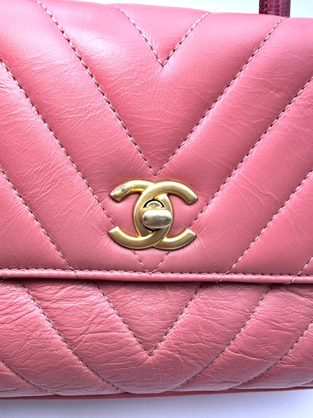 Chanel CoCo Handle Pink Chevron Quilted Leather Shoulder Bag(25***18) CC2113