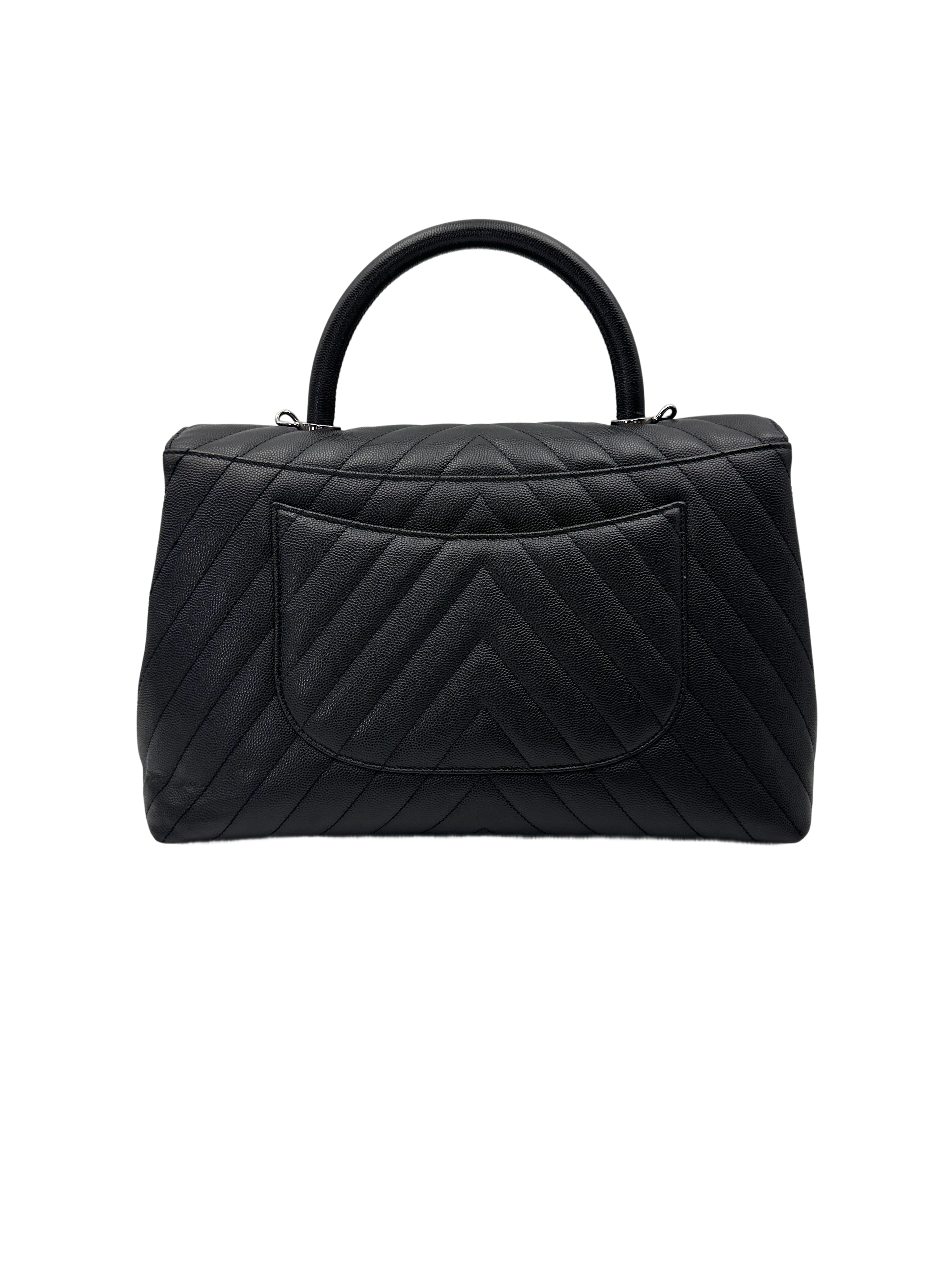 Chanel CoCo Handle Black Quilted Leather Large Size Shoulder Bag(28***03) CC2115