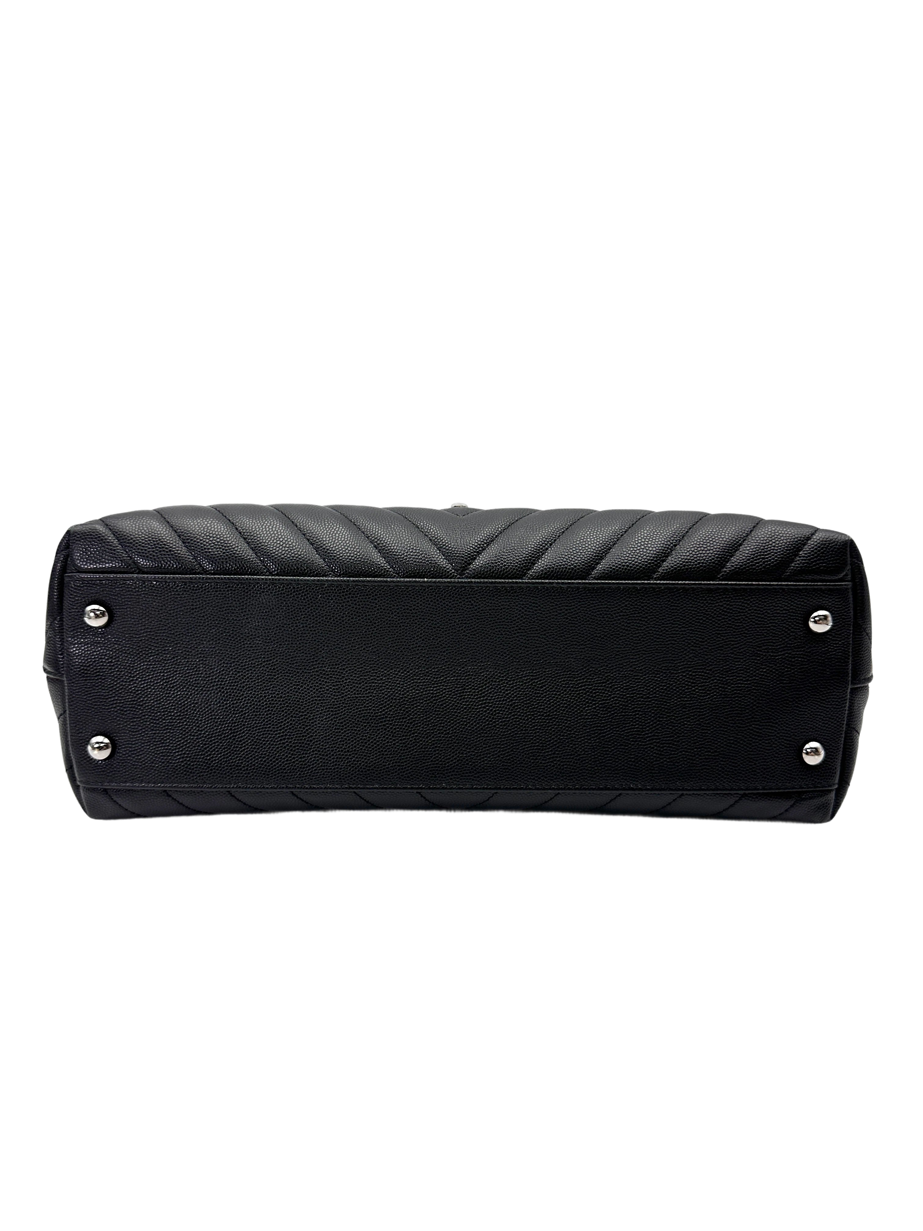 Chanel CoCo Handle Black Quilted Leather Large Size Shoulder Bag(28***03) CC2115