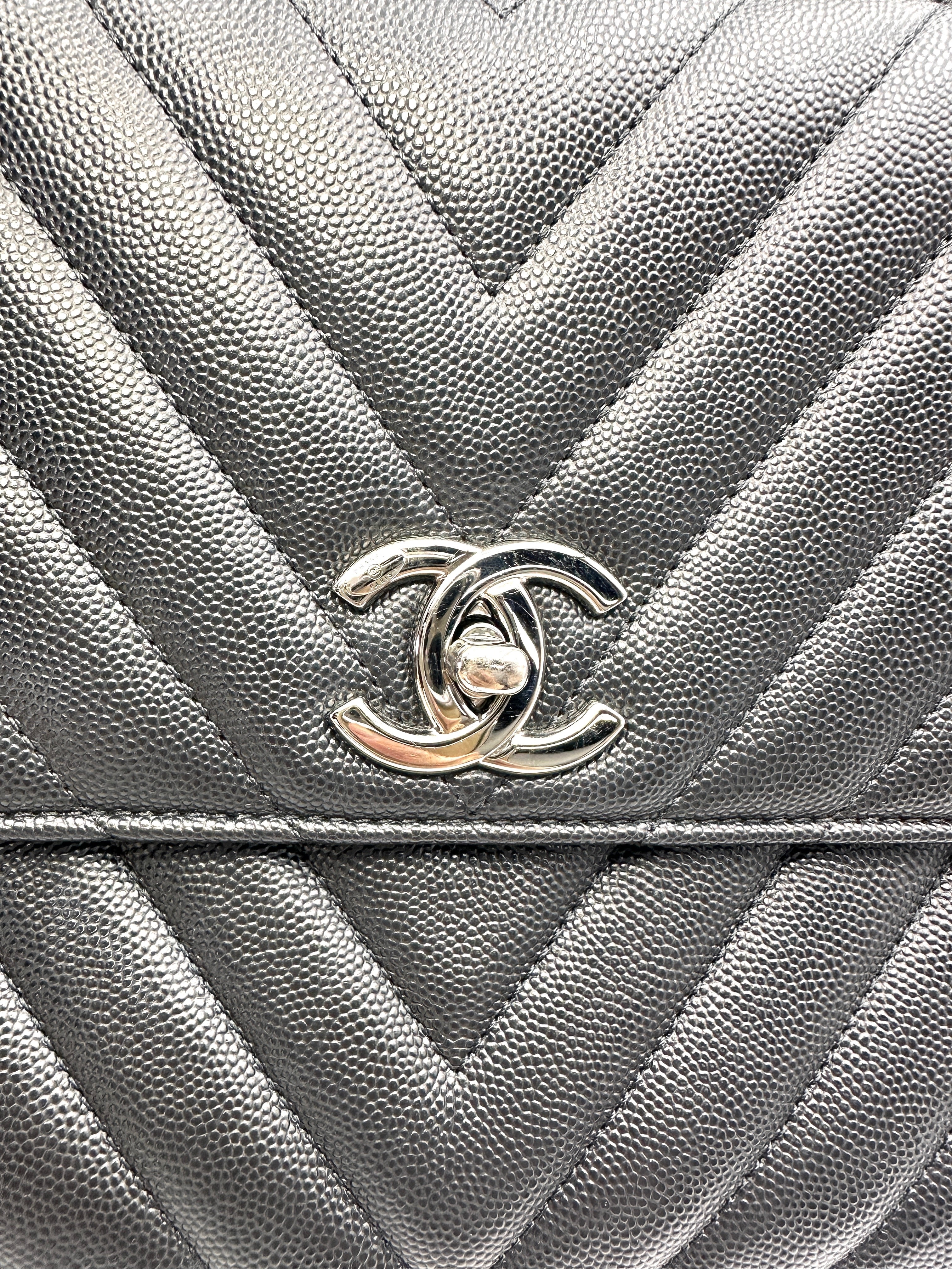 Chanel CoCo Handle Black Quilted Leather Large Size Shoulder Bag(28***03) CC2115