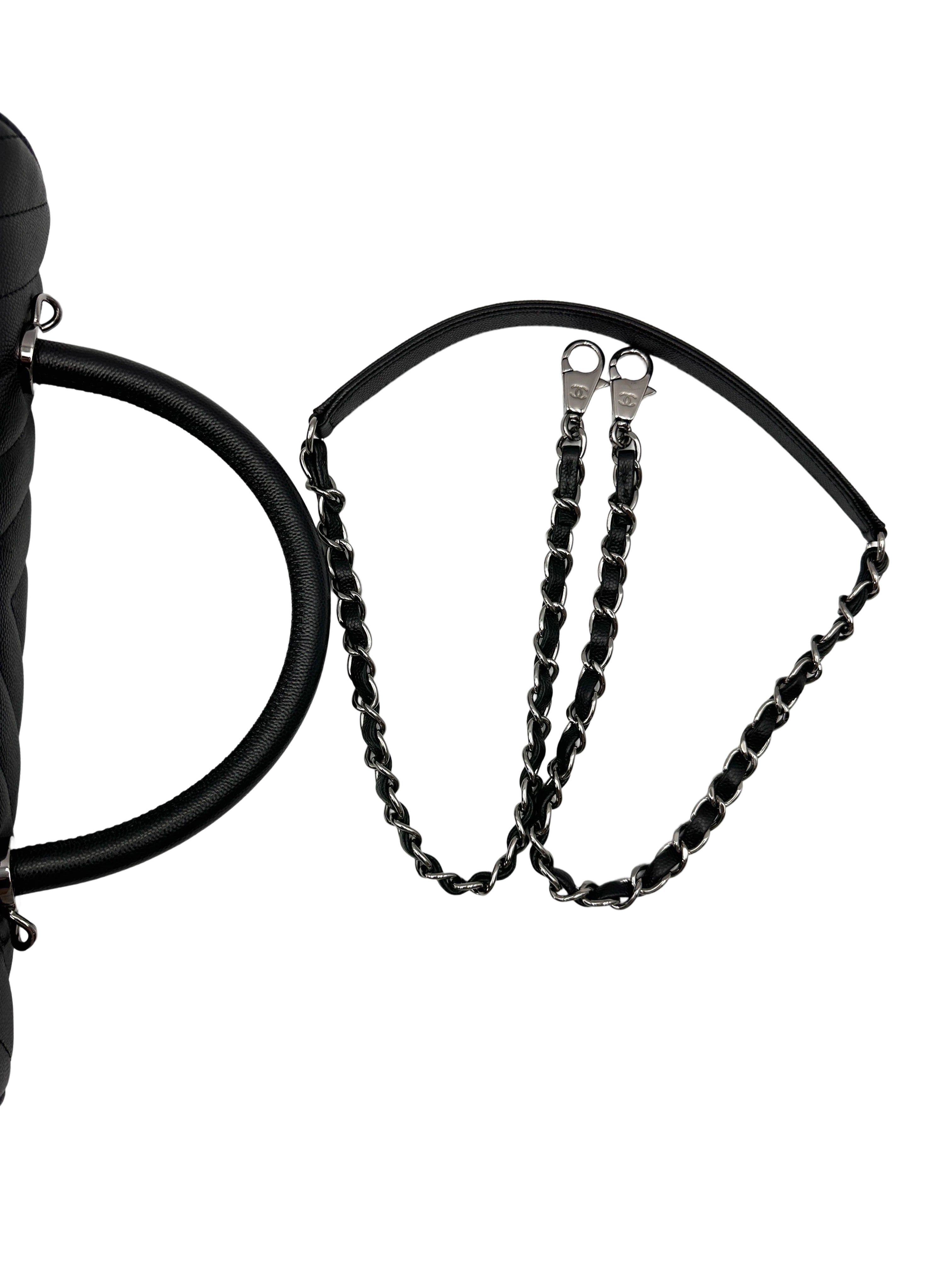 Chanel CoCo Handle Black Quilted Leather Large Size Shoulder Bag(28***03) CC2115