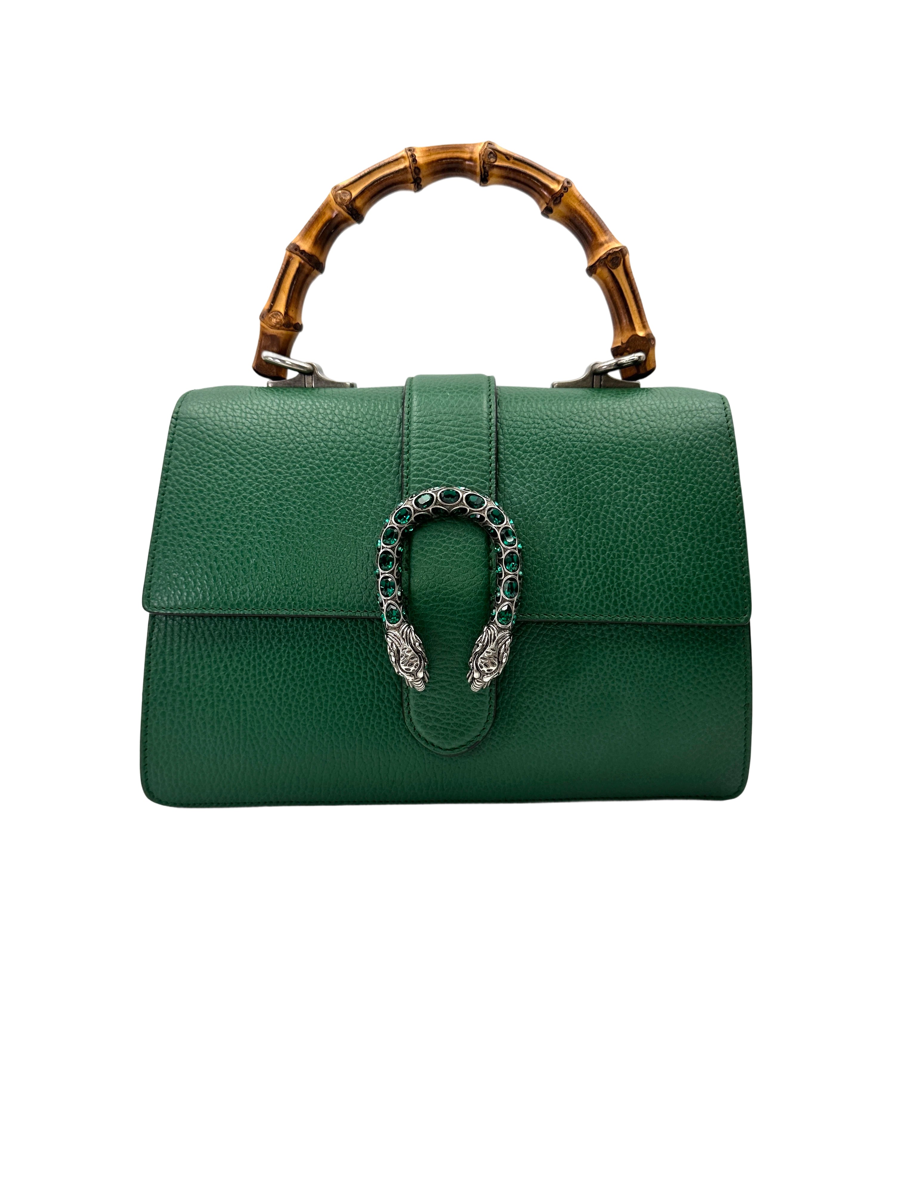 Gucci Dionysus Green Leather Bamboo Top Handle Bag GG1243