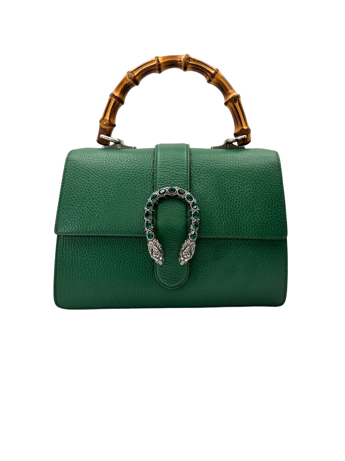 Gucci Dionysus Green Leather Bamboo Top Handle Bag GG1243