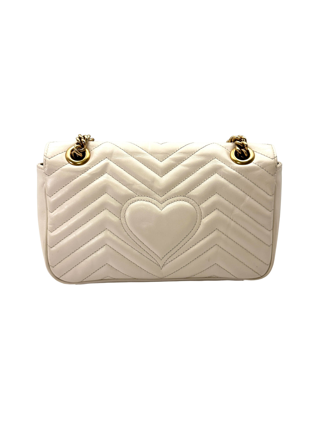 Gucci GG Marmont White Matelasse Leather Medium Size Shoulder Bag GG1244