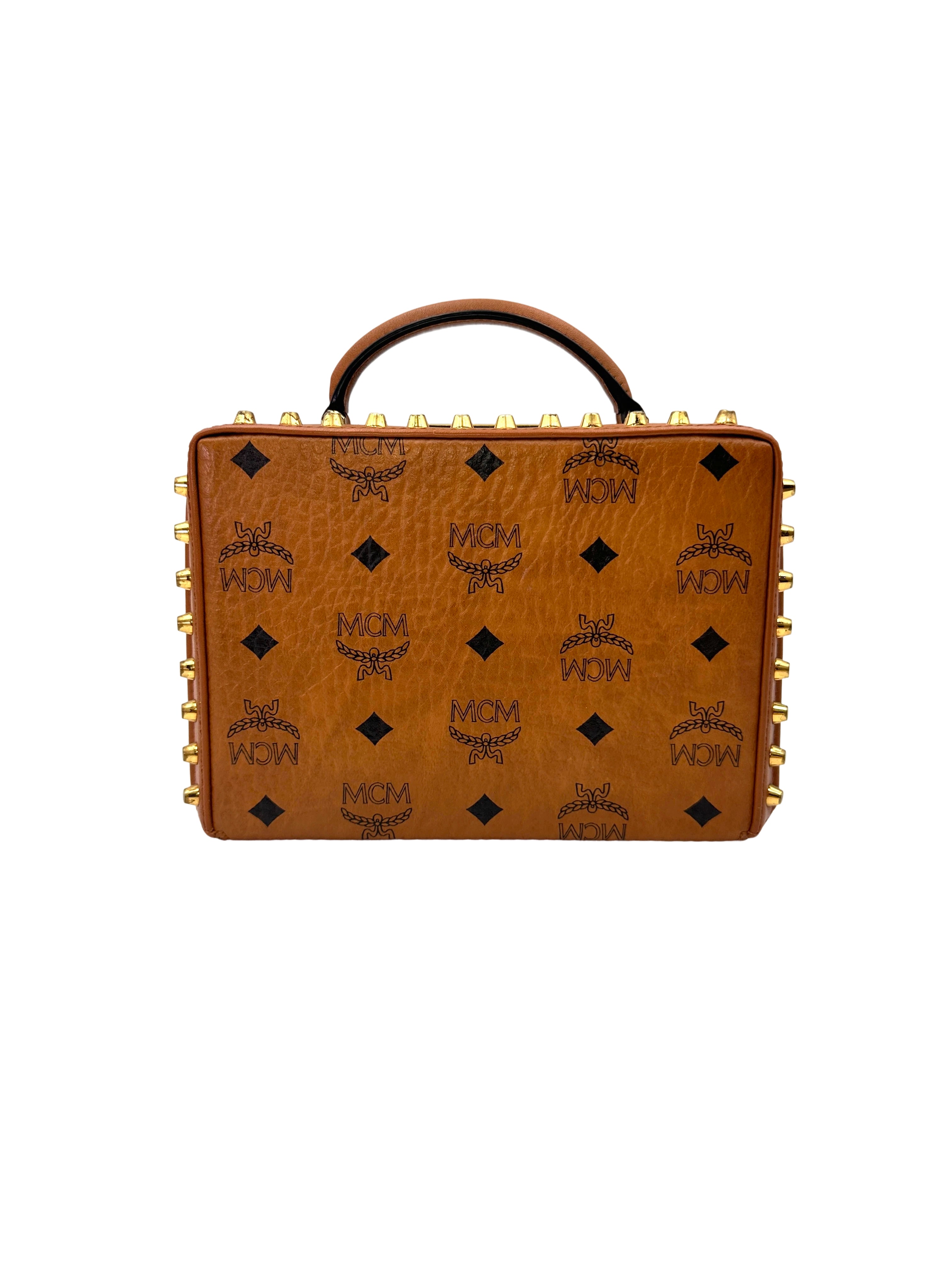 MCM Berlin Visetos Cognac Handle Bag MCM43