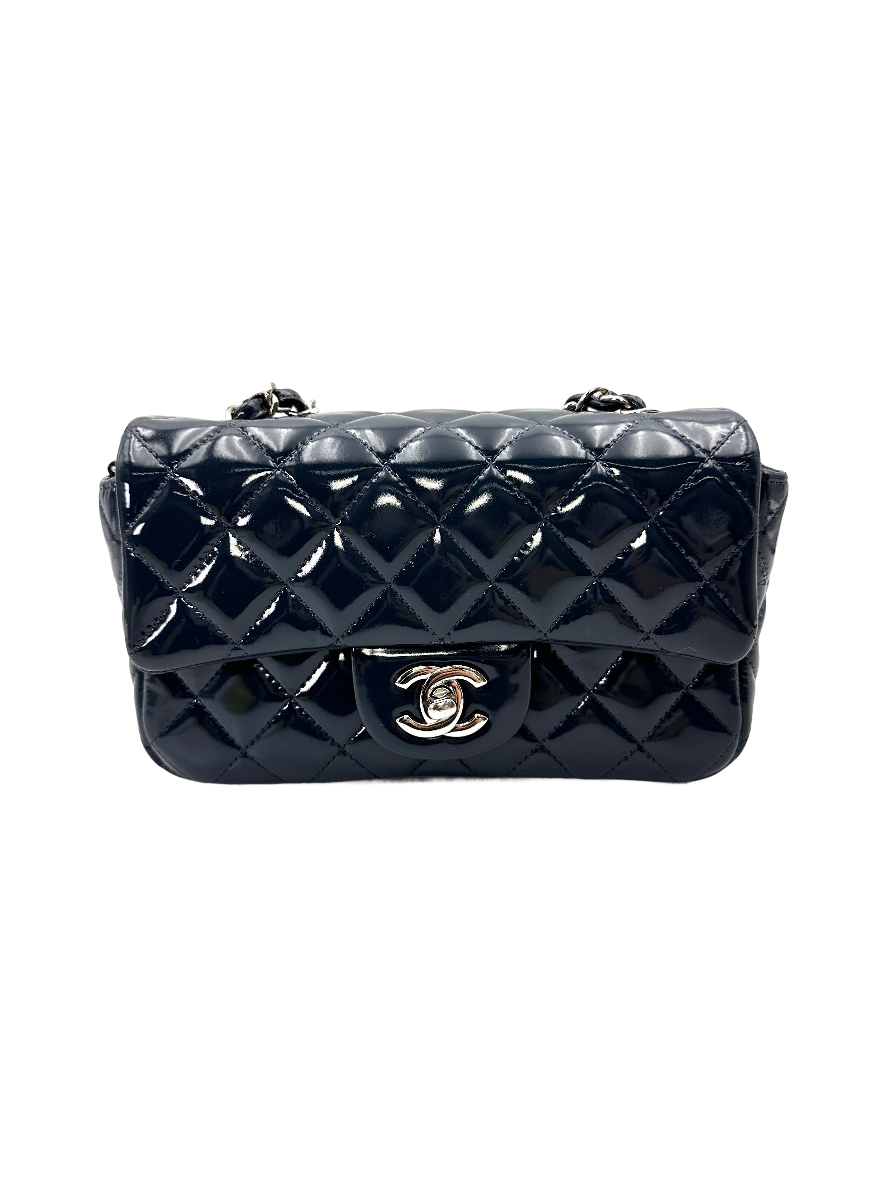 Chanel Classic Flap Black Quilted Patent Leather Flap Bag With Silver Buckle(20***93) CC2117