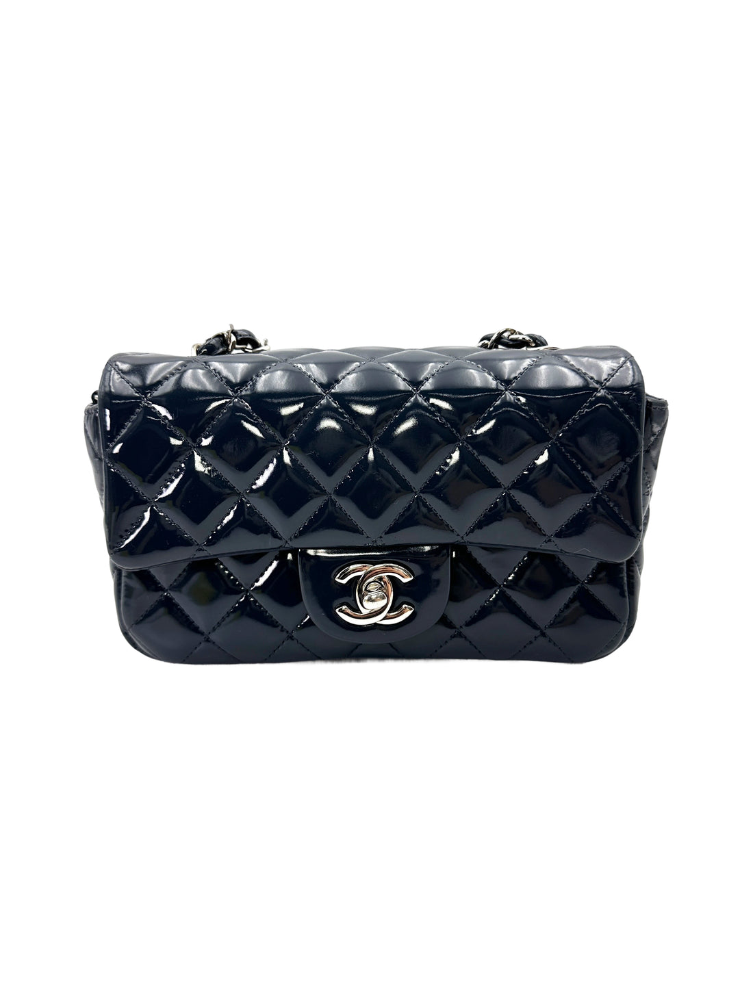 Chanel Classic Flap Black Quilted Patent Leather Flap Bag With Silver Buckle(20***93) CC2117