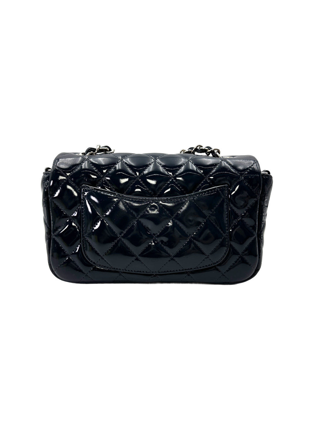 Chanel Classic Flap Black Quilted Patent Leather Flap Bag With Silver Buckle(20***93) CC2117