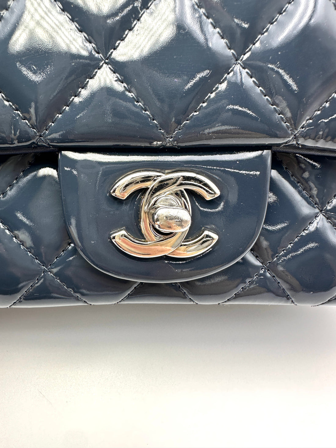 Chanel Classic Flap Black Quilted Patent Leather Flap Bag With Silver Buckle(20***93) CC2117