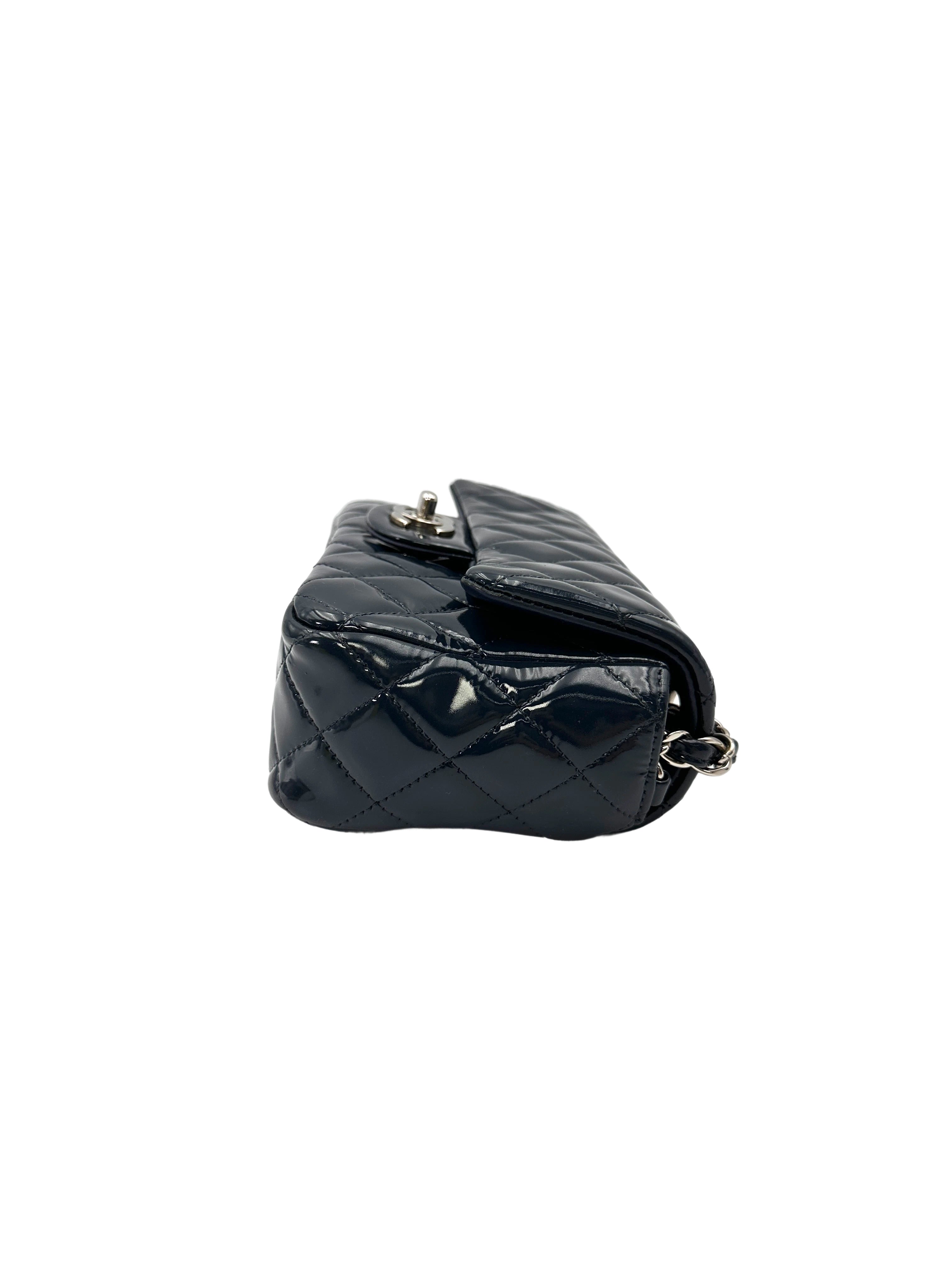 Chanel Classic Flap Black Quilted Patent Leather Flap Bag With Silver Buckle(20***93) CC2117