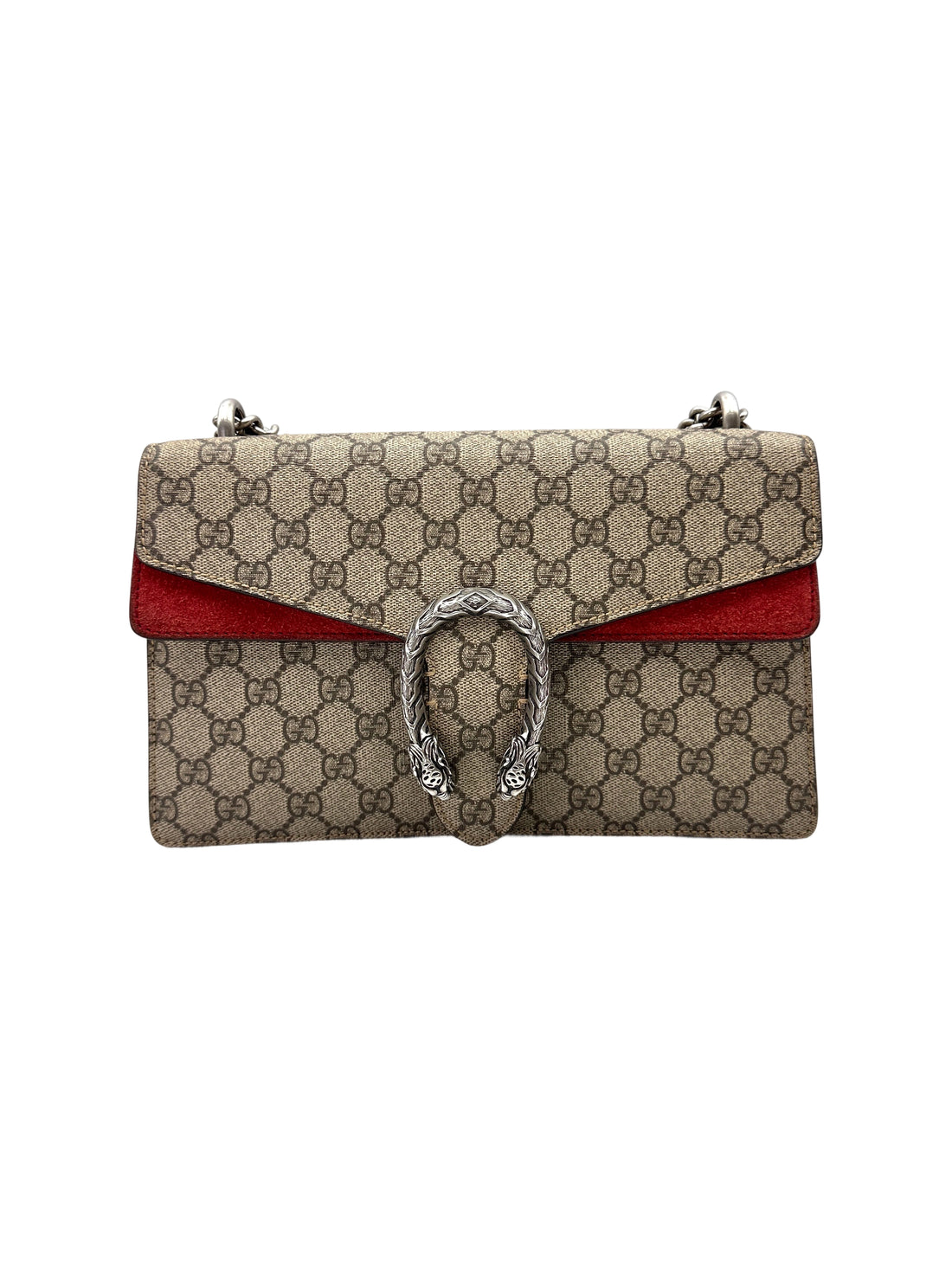Gucci Dionysus GG Supreme Canvas Medium Size Shoulder Bag With Red Tirm GG1247