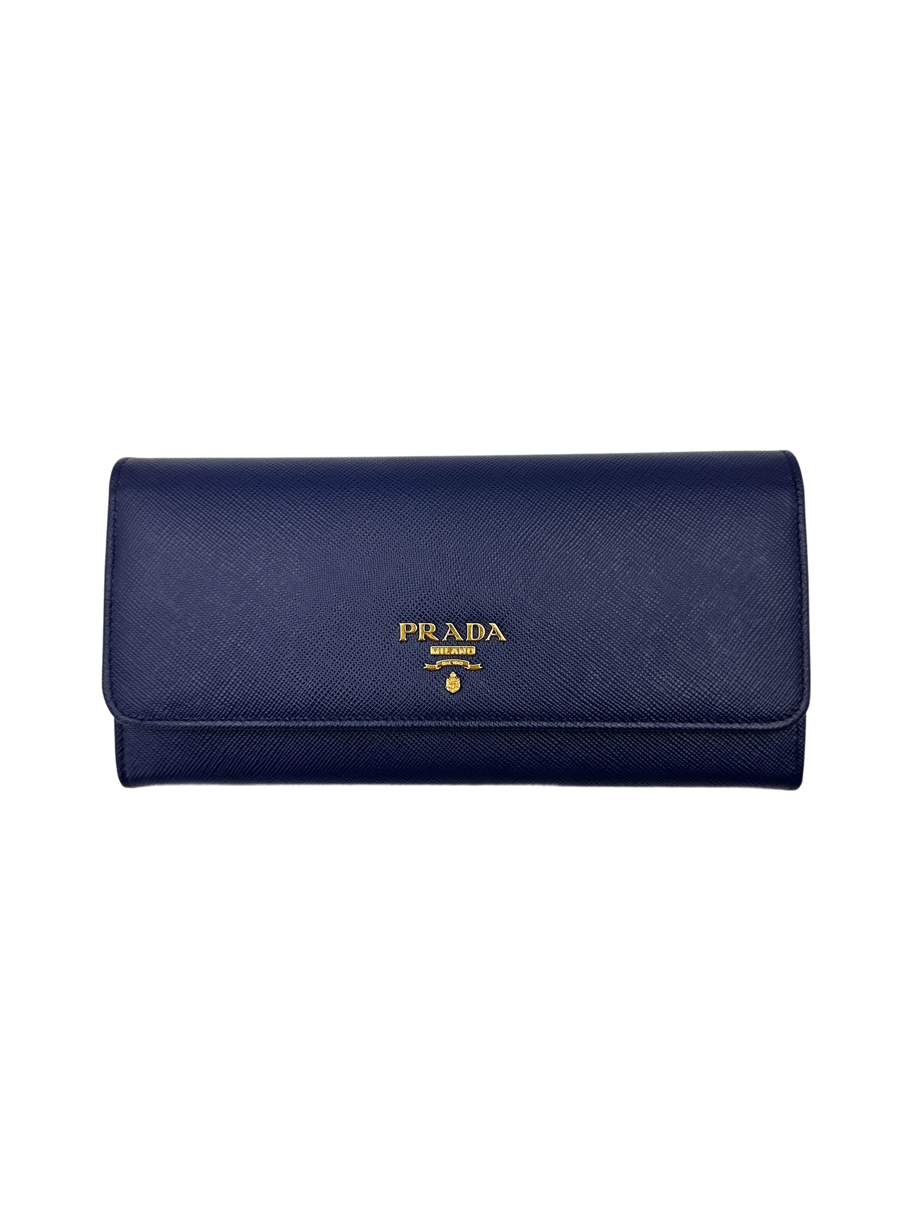 Prada Blue Saffiano Leather Long Wallet PR447