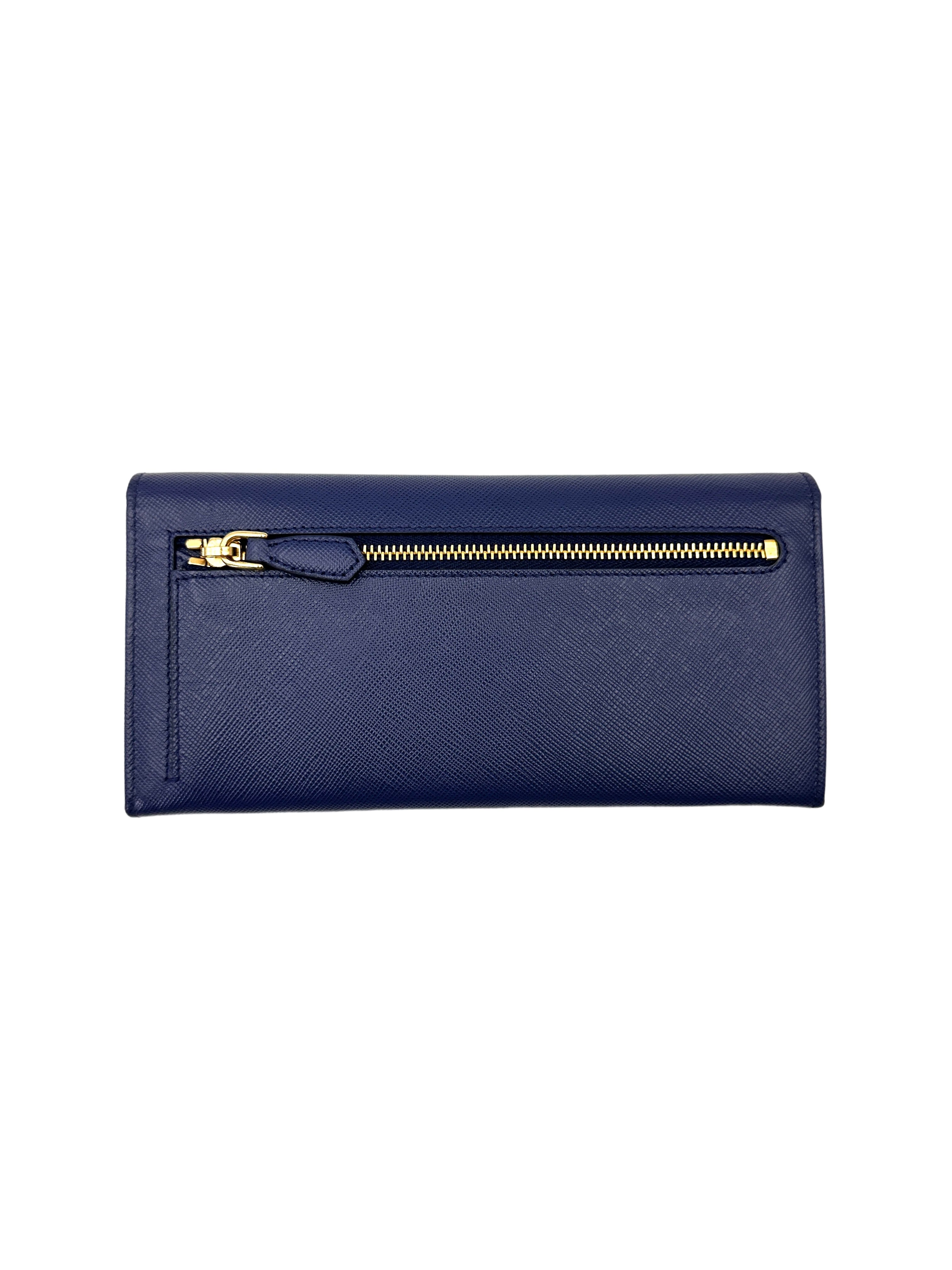 Prada Blue Saffiano Leather Long Wallet PR447