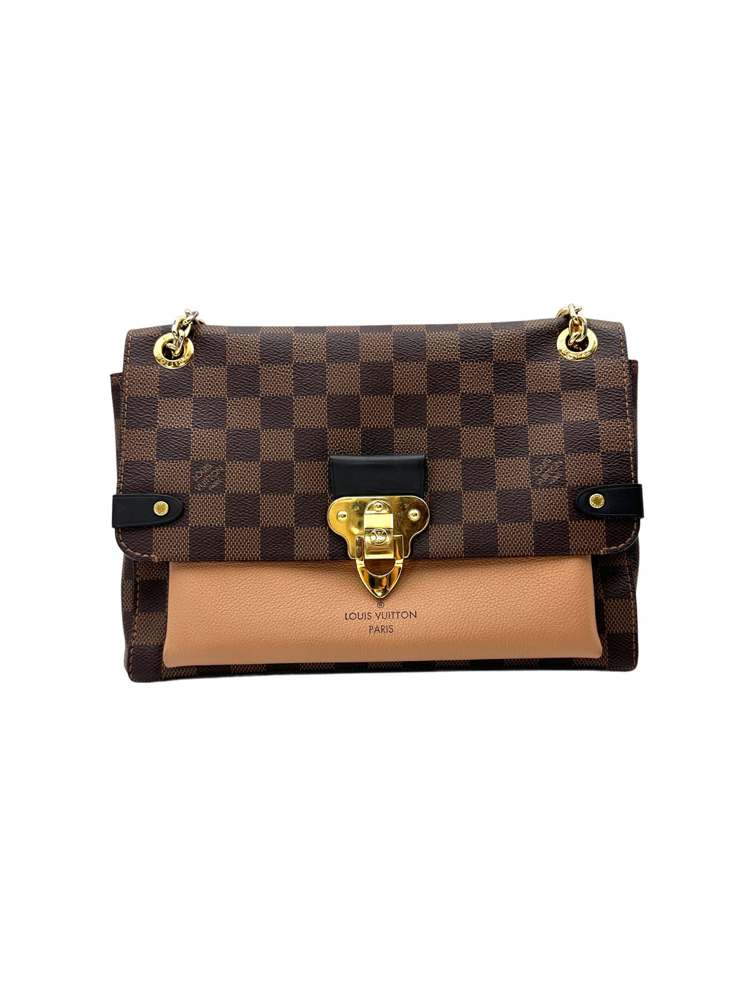 Louis Vuitton Vavin Damier Ebene & Brown Leather Canvas Wallet On Chain LV2967