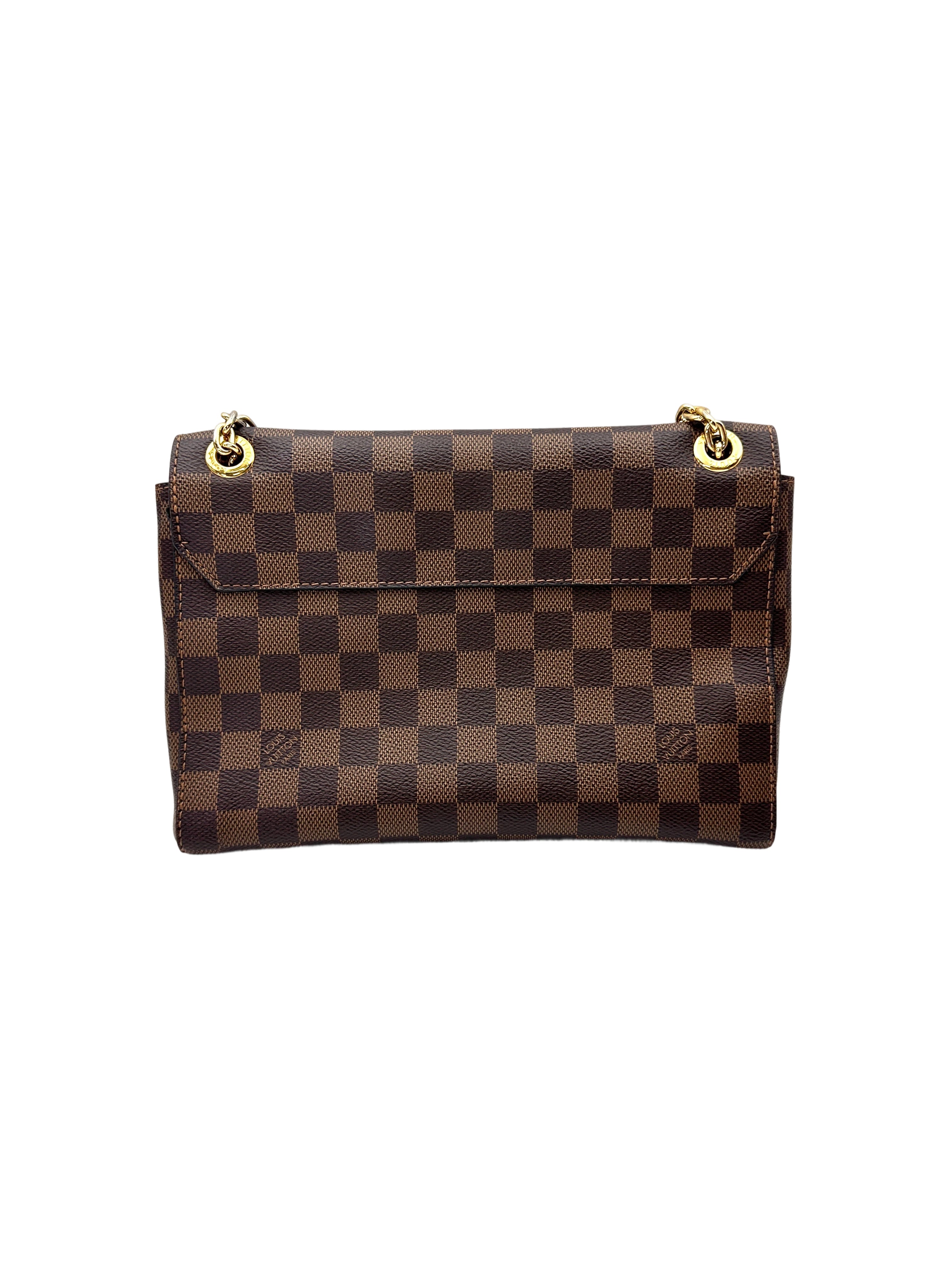 Louis Vuitton Vavin Damier Ebene & Brown Leather Canvas Wallet On Chain LV2967