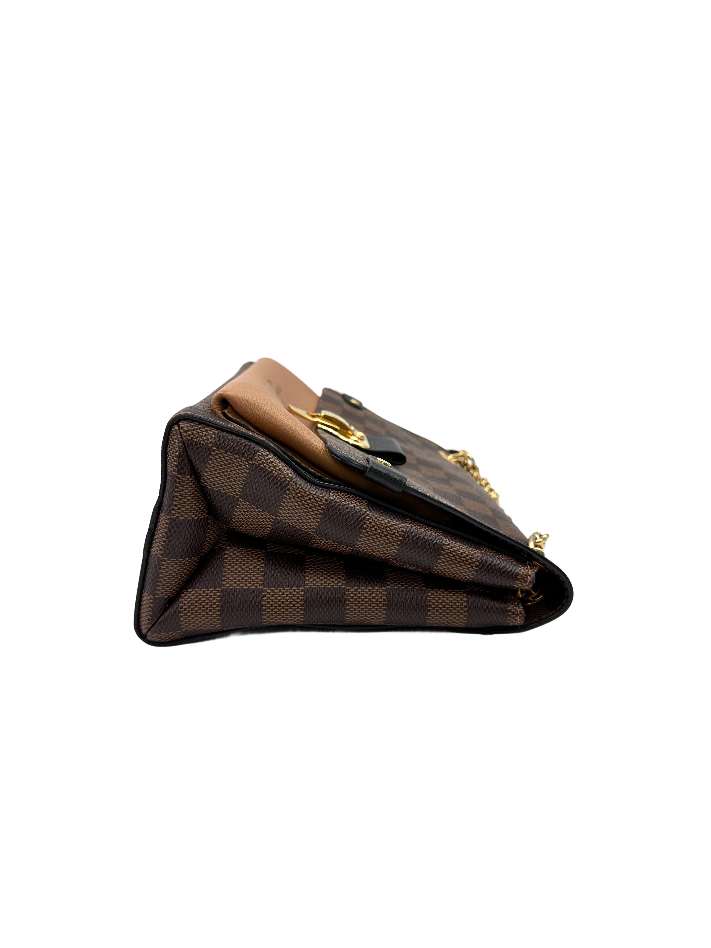 Louis Vuitton Vavin Damier Ebene & Brown Leather Canvas Wallet On Chain LV2967
