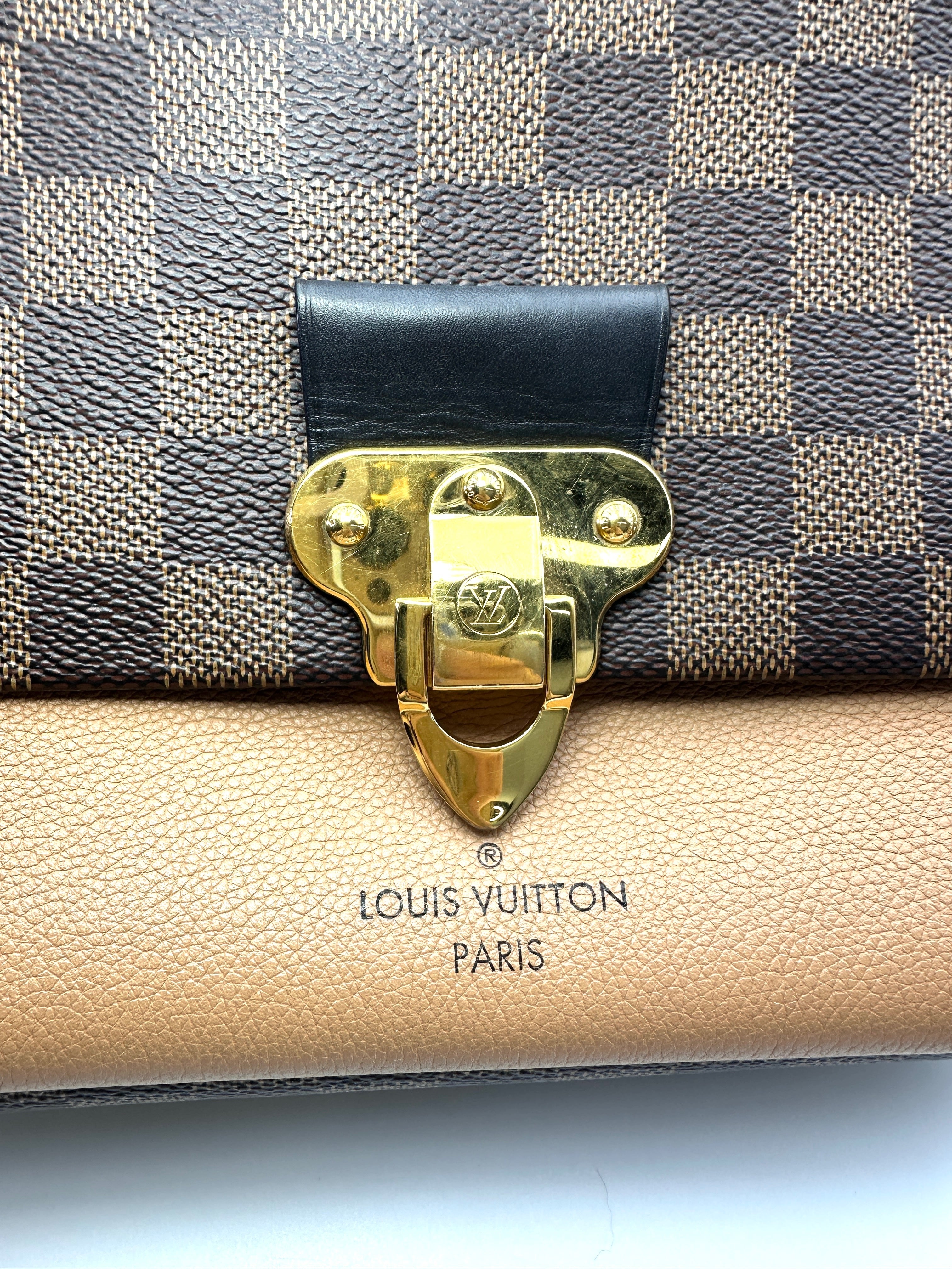 Louis Vuitton Vavin Damier Ebene & Brown Leather Canvas Wallet On Chain LV2967