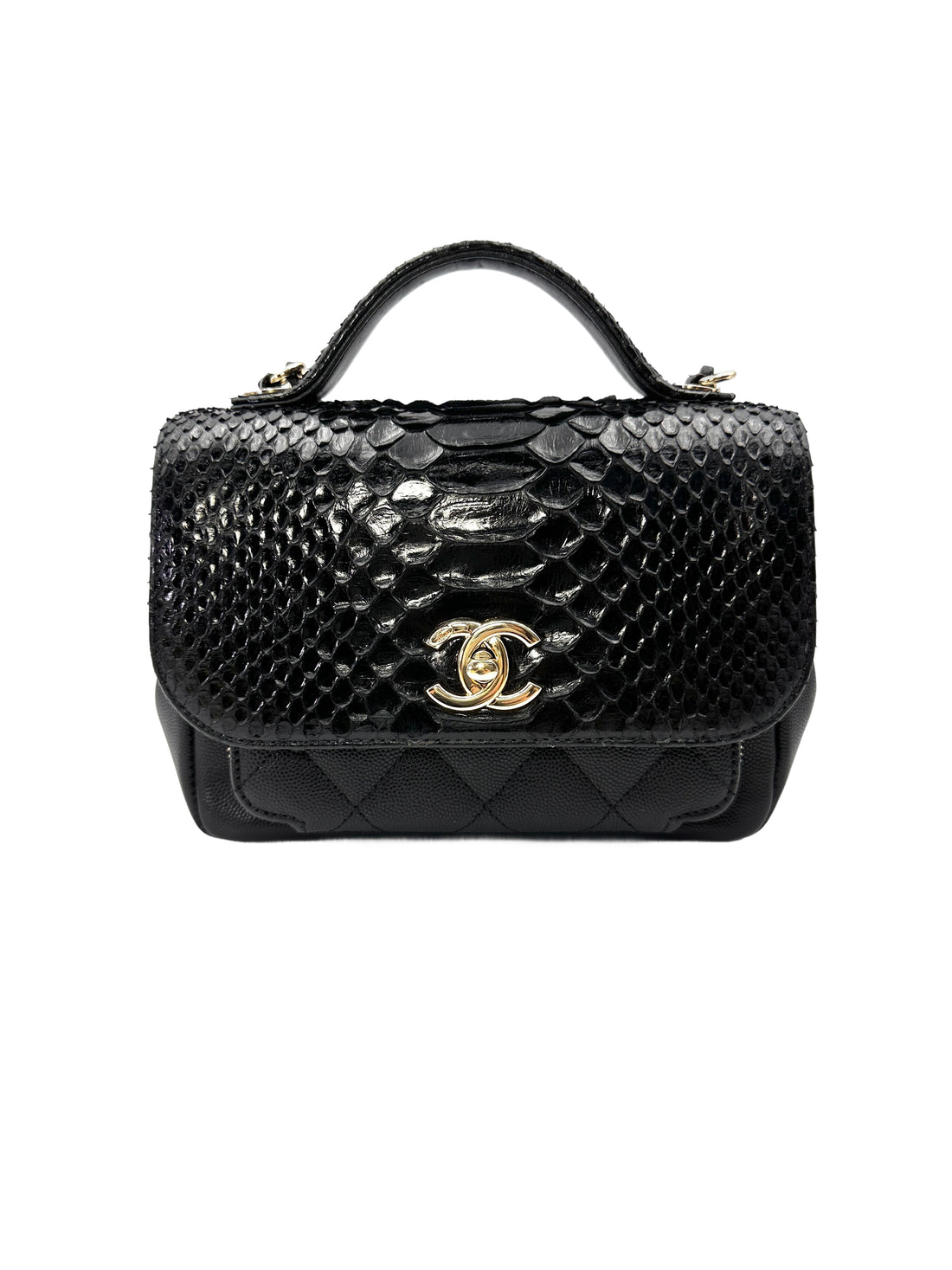 Chanel Black Python Leather Business Affinity Top Handle Bag(28***88) CC2138