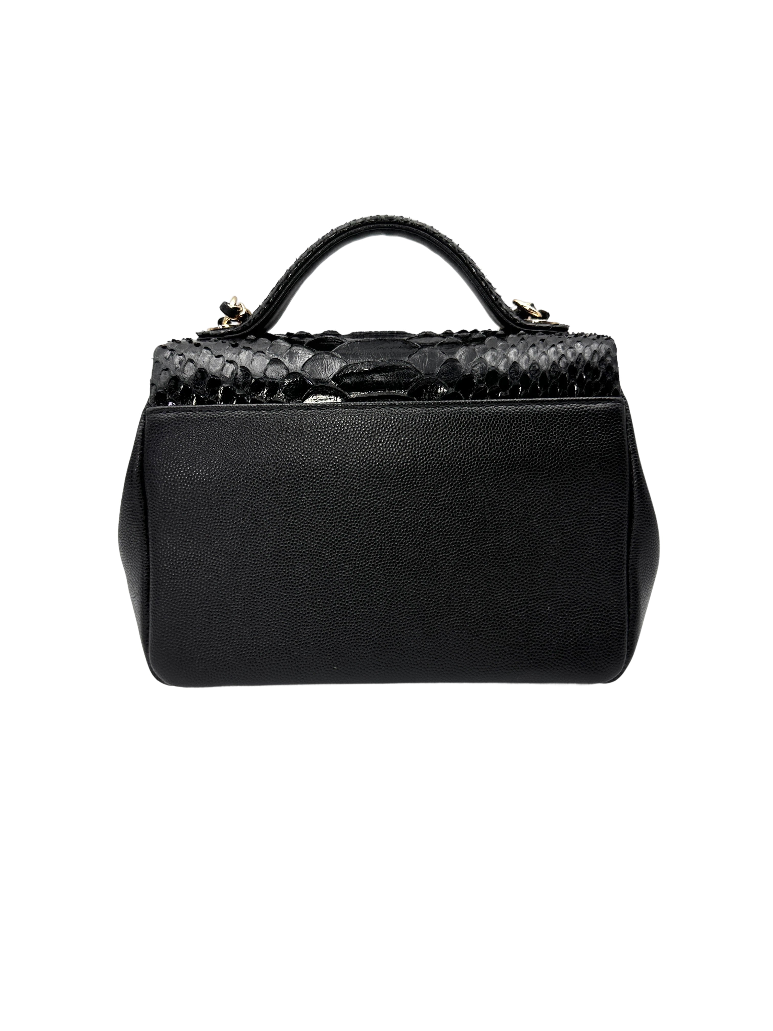 Chanel Black Python Leather Business Affinity Top Handle Bag(28***88) CC2138