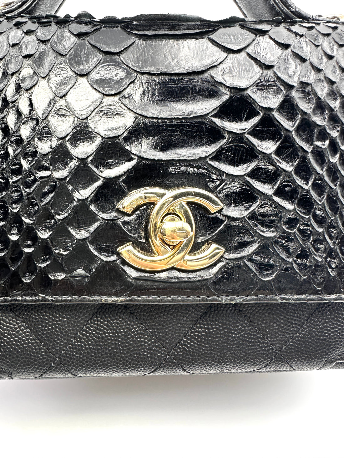Chanel Black Python Leather Business Affinity Top Handle Bag(28***88) CC2138