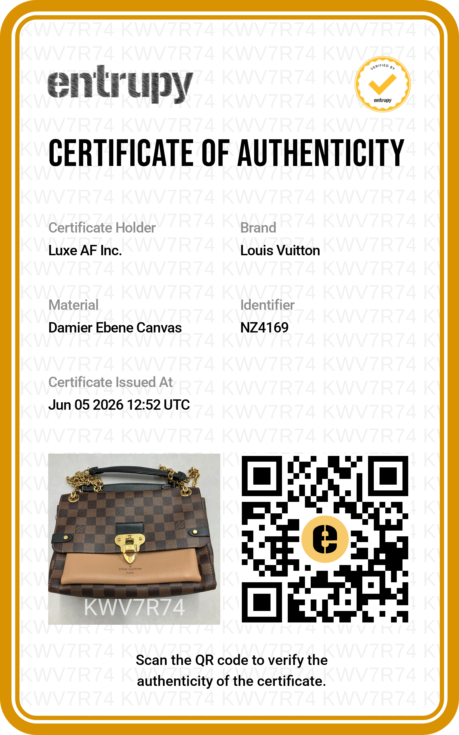 Louis Vuitton Vavin Damier Ebene & Brown Leather Canvas Wallet On Chain LV2967