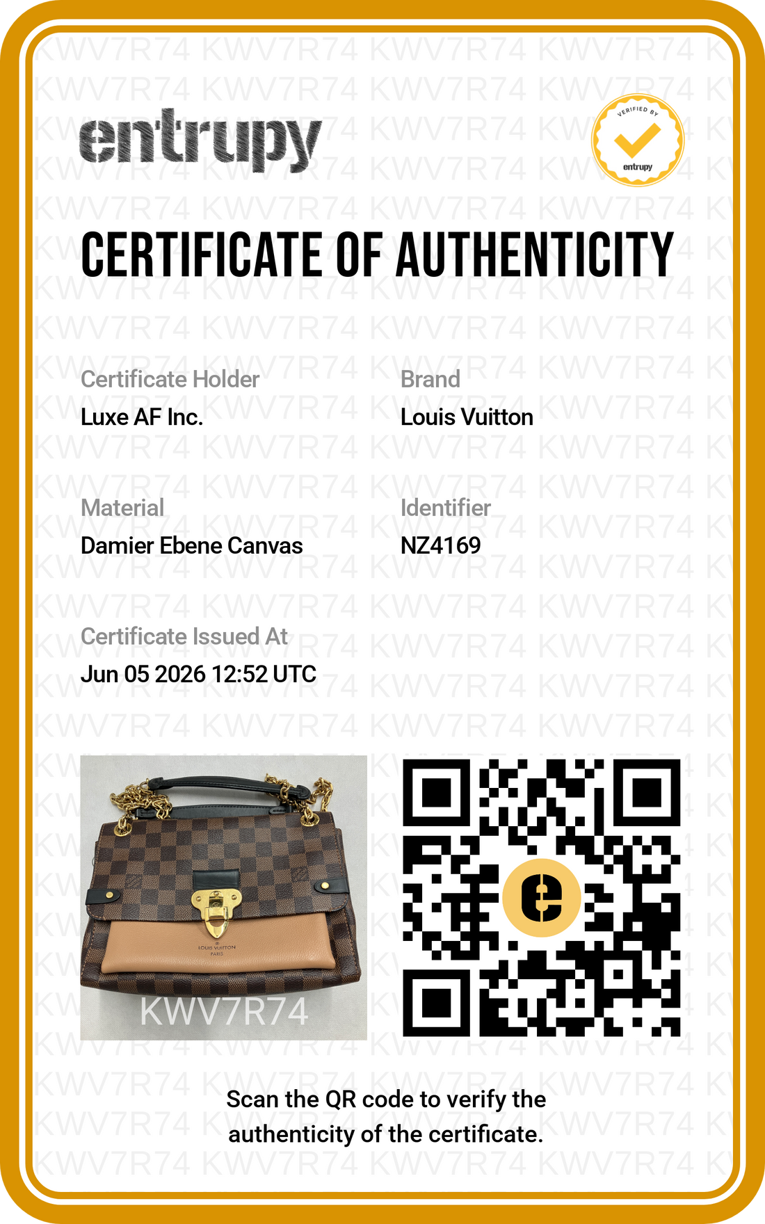 Louis Vuitton Vavin Damier Ebene & Brown Leather Canvas Wallet On Chain LV2967