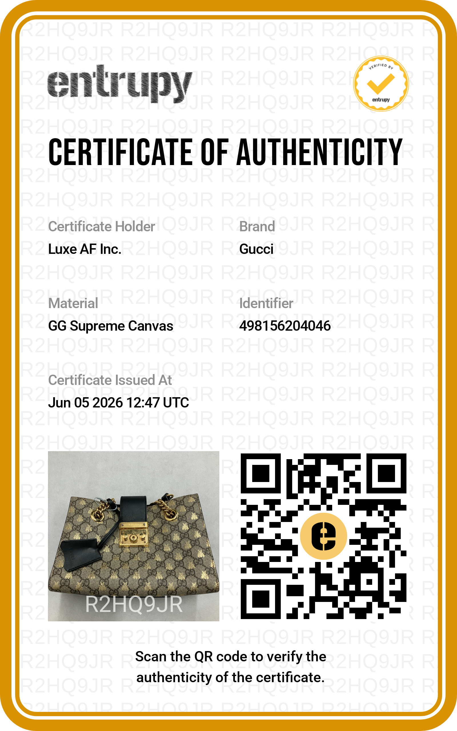 Gucci Padlock Bee Star GG Supreme Canvas Chain Bag GG1248