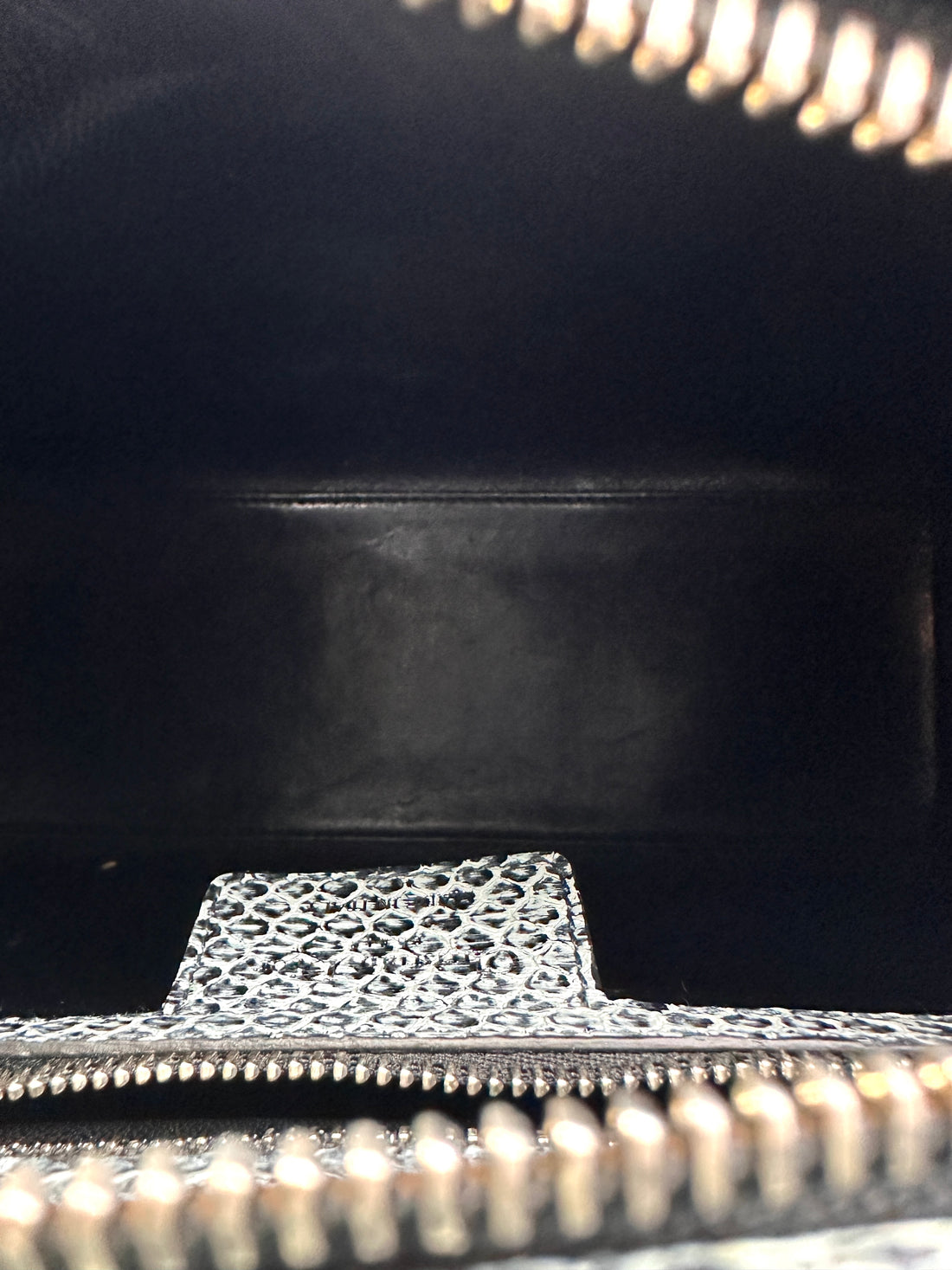 Christian Dior Lady Dior Grey Python Leather Handle Bag With Silver Charms DR790