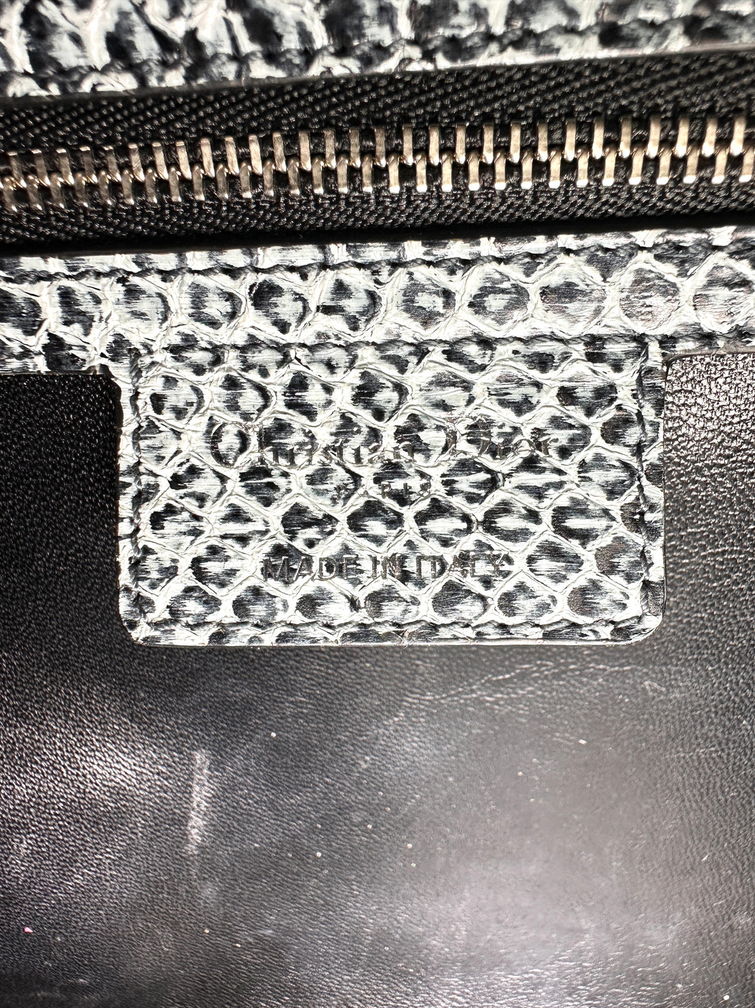 Christian Dior Lady Dior Grey Python Leather Handle Bag With Silver Charms DR790